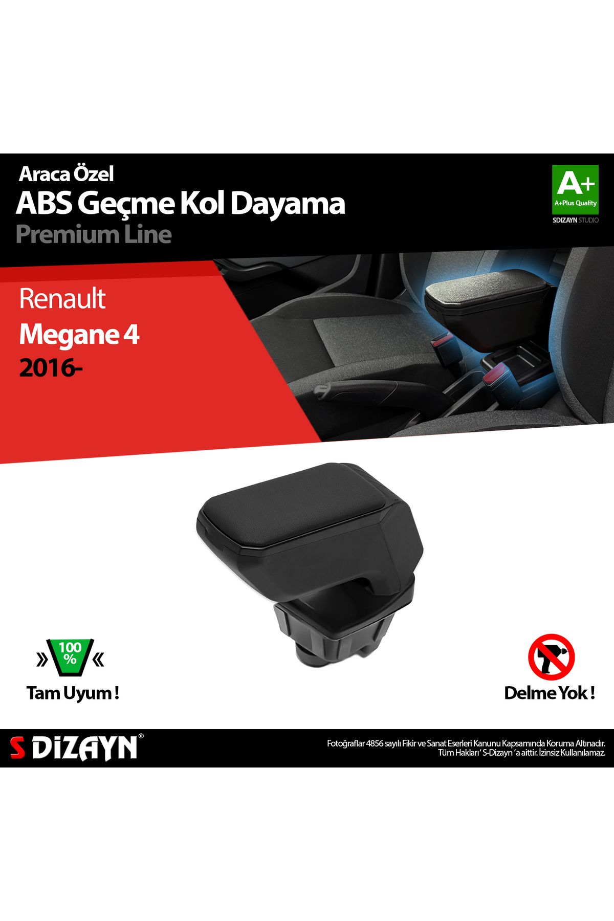 S Dizayn S-dizayn Renault Megane 4 Kol Dayama Kolçak Geçmeli Abs Siyah 2016 Üzeri