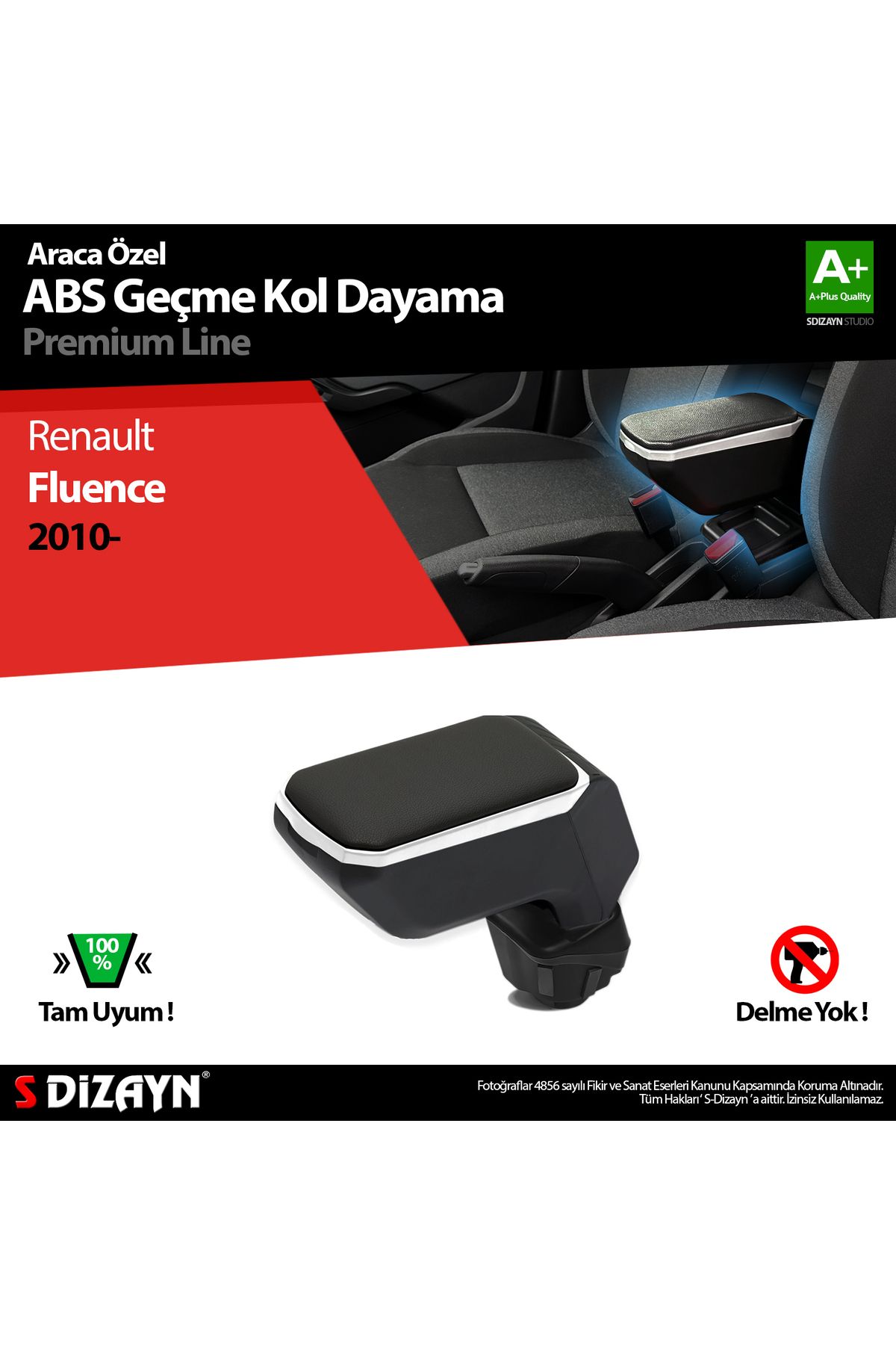 S Dizayn S-Dizayn Renault Fluence Kol Dayama Kolçak Geçmeli ABS Gri 2010 Üzeri A+Kalite