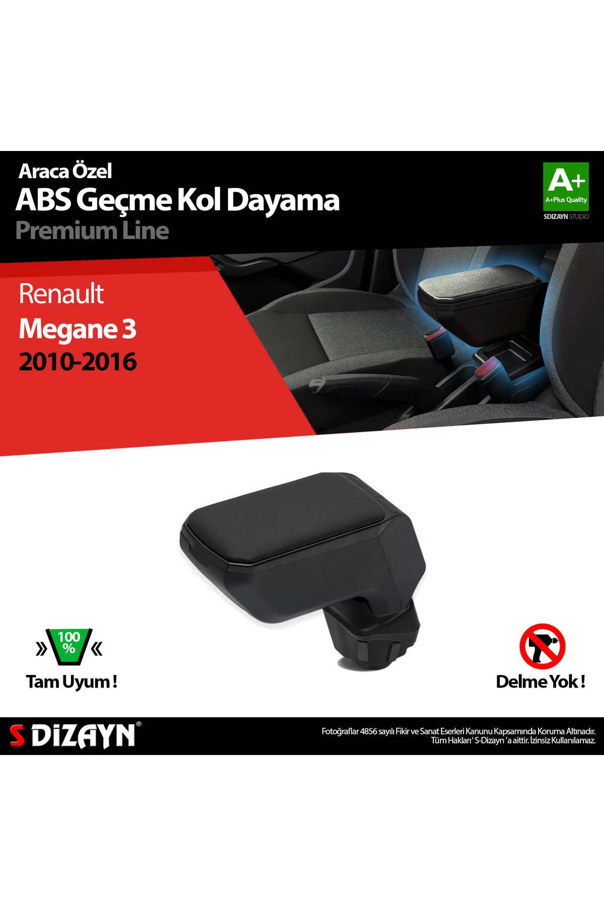 S Dizayn S-Dizayn Renault Megane 3 Kol Dayama Kolçak Geçmeli ABS Siyah 2010-2016 A+Kalite