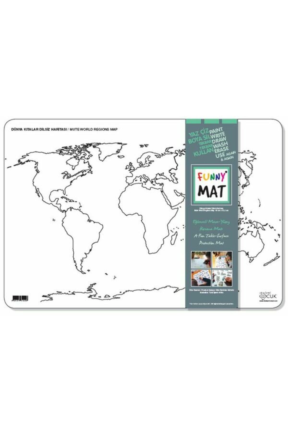 Akademi Çocuk Funny Mat Dünya Kıtalar Dilsiz Haritası 335X48Cm Kolektıf