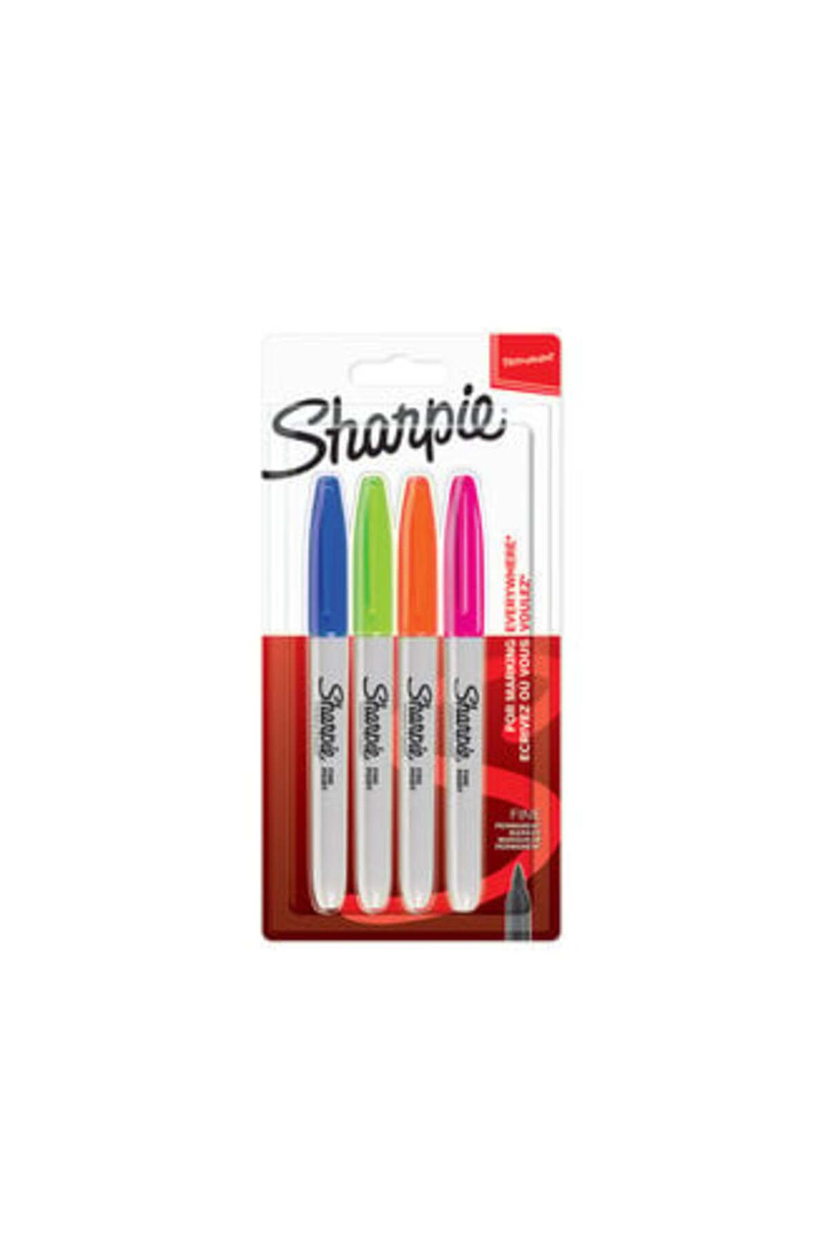 Sharpie Fine Permanent Keçeli kalem, 4'lü Canlı Renkli Boya Kalemi Seti ( 1 ADET )