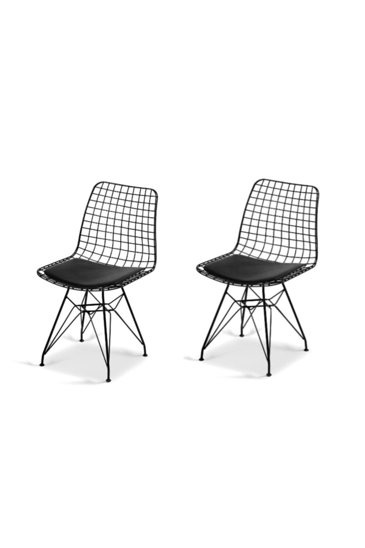 Ressa Home Koket 2'li Siyah Tel Sandalye-mutfak Sandalyesi