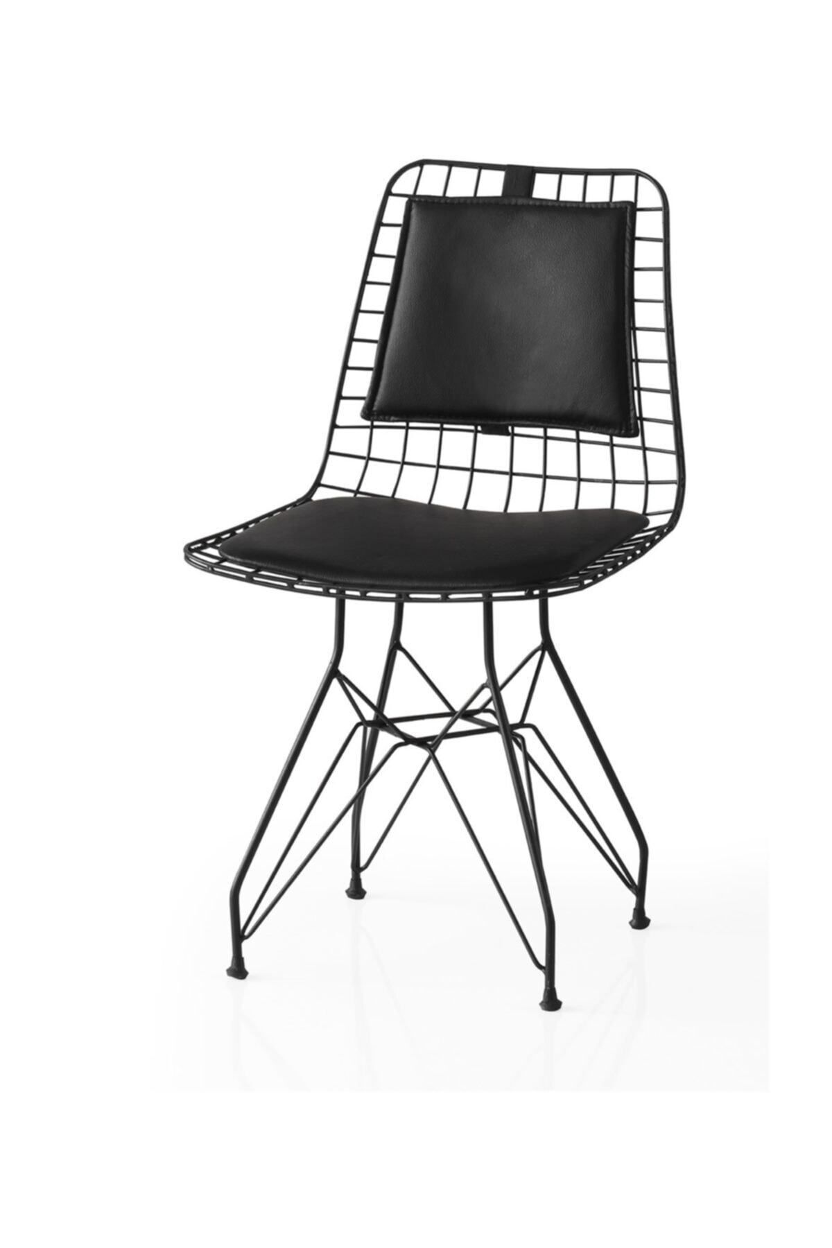 Polat Sırtlı Siyah Tel Sandalye