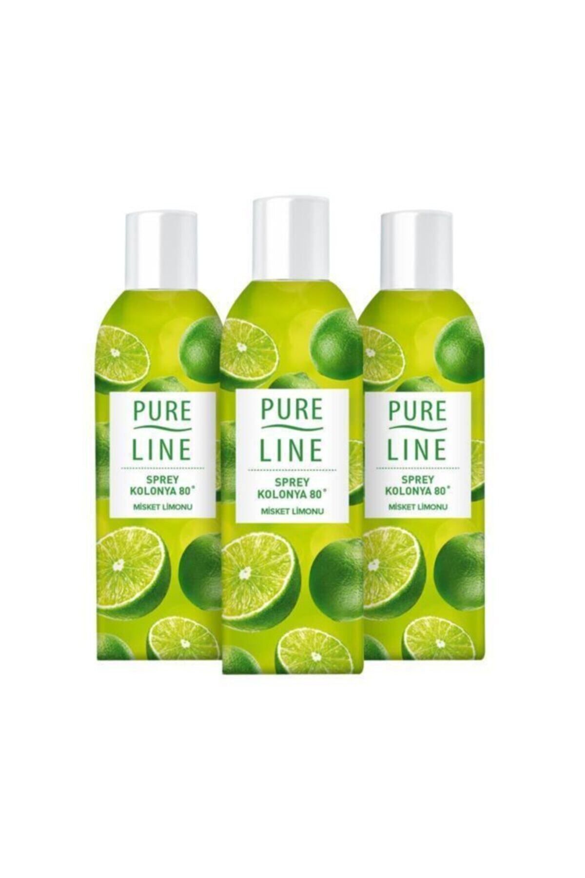 Pure Line Sprey Kolonya Misket Limonu 100 ml - 3'lü Avantaj Paketi