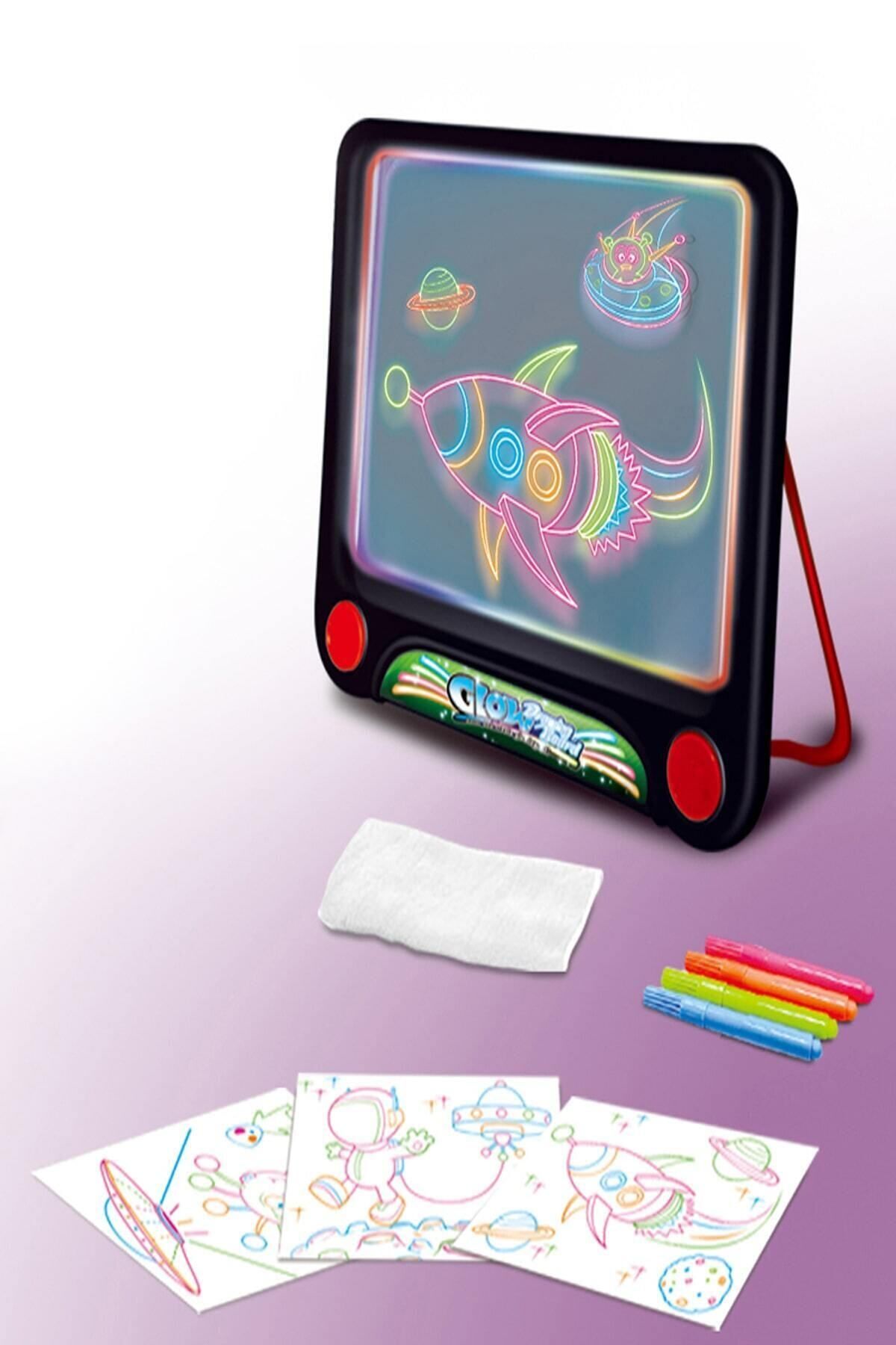 BabyLondy Glow Akıllı Çizim Tahtası Oyun Tahtası Ve 4 Farklı Neon Kalem Oyun Seti