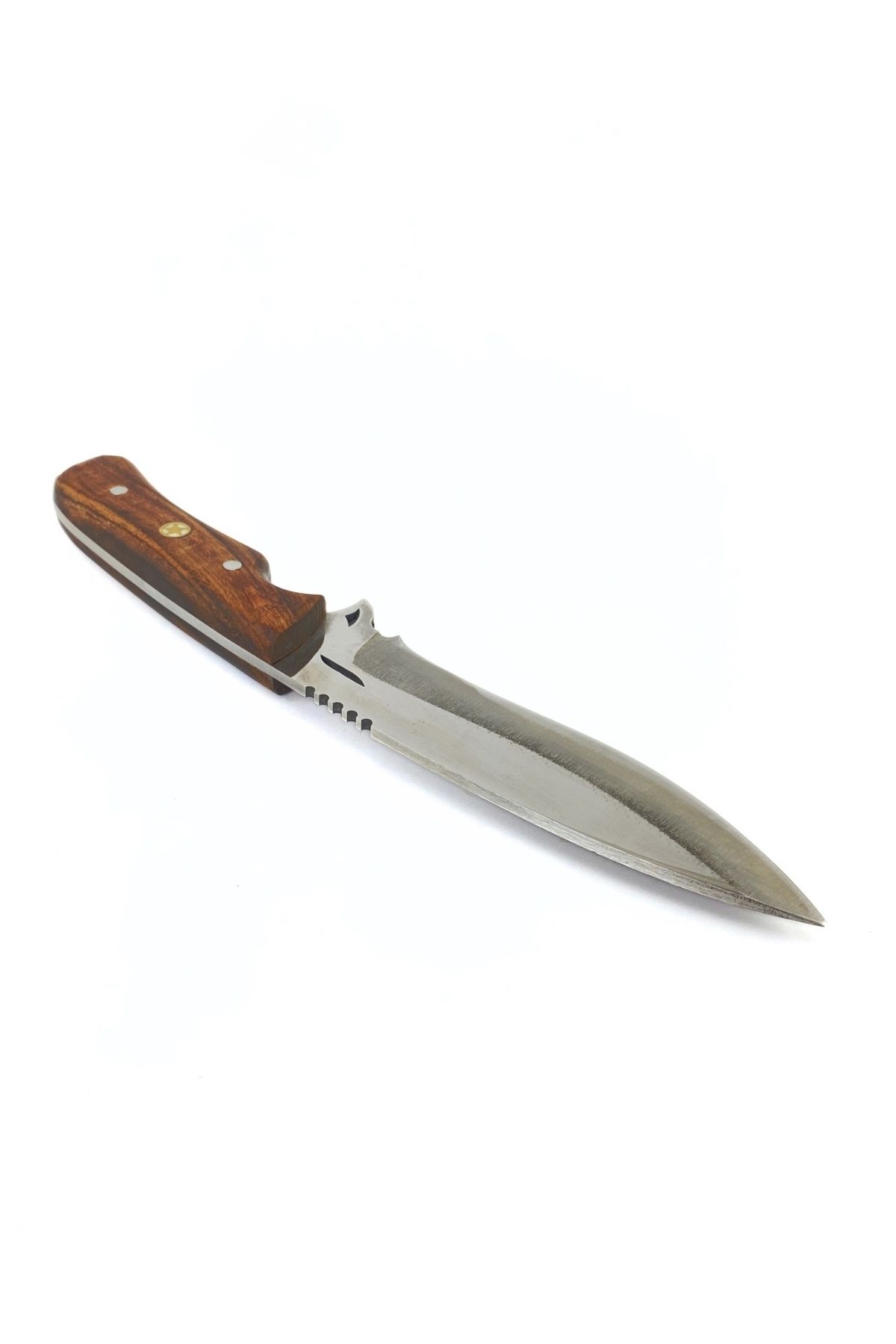 ALPHAS Parlak Üçgen Model Kamp Bıçağı, Ceviz Sap Ve 4116 Alman Serisi Çelik, Deri Kılıf Hediye!!
