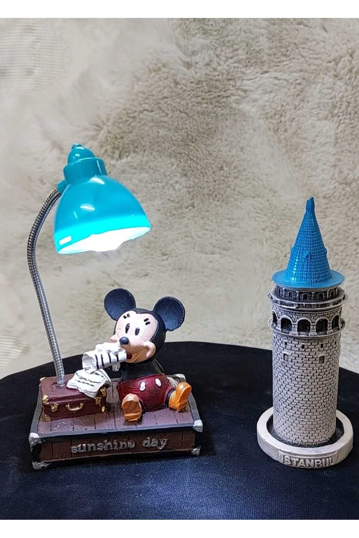 Hediye Seviyorum Mickey Mouse Lambalı Galata Kulesi Biblo 14cm