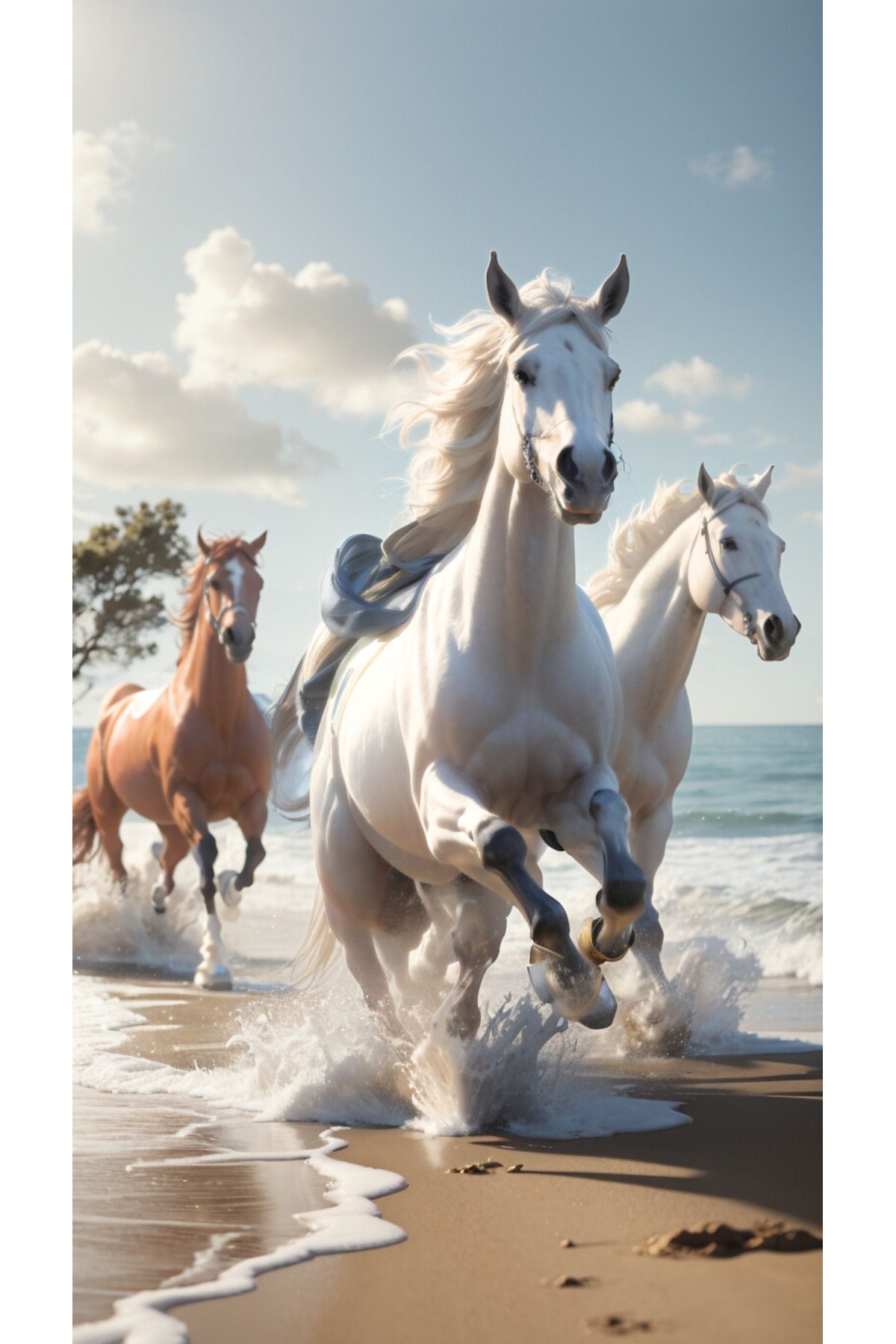 LİLYHOBBYLAND Renkli Baskılı Sayılarla Boyama Hobi Seti (Çerçeveli) 40x50 cm: Koşan Atlar 2