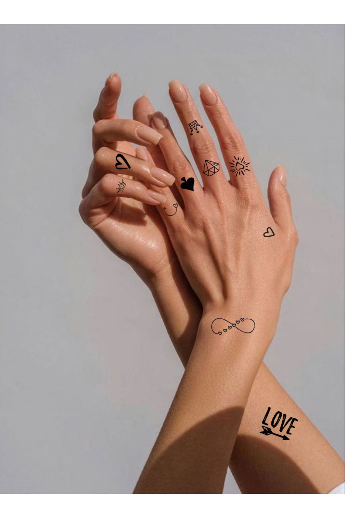 Jet Online Minimal Kalp Sonsuzluk LOVE Geçici Dövme Heart Tattoo