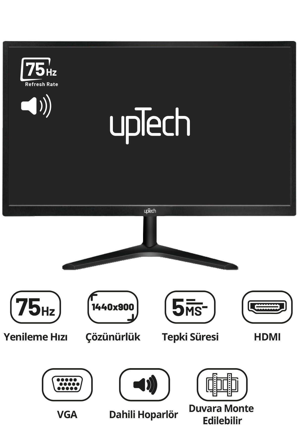 upTech HD190S 19" Geniş Ekran 75 Hz 5ms (VGA,HDMI,SES) Dahili Hoparlör Led Monitör