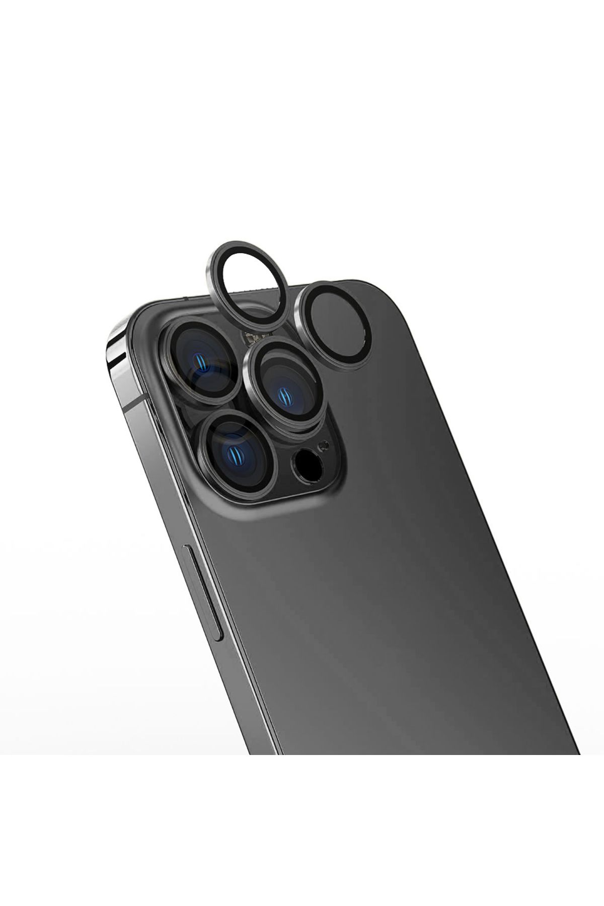 Gramaphone iPhone 15 Pro Max  uyumlu Premium Safir Kamera Lens Koruyucu - Koyu Gri