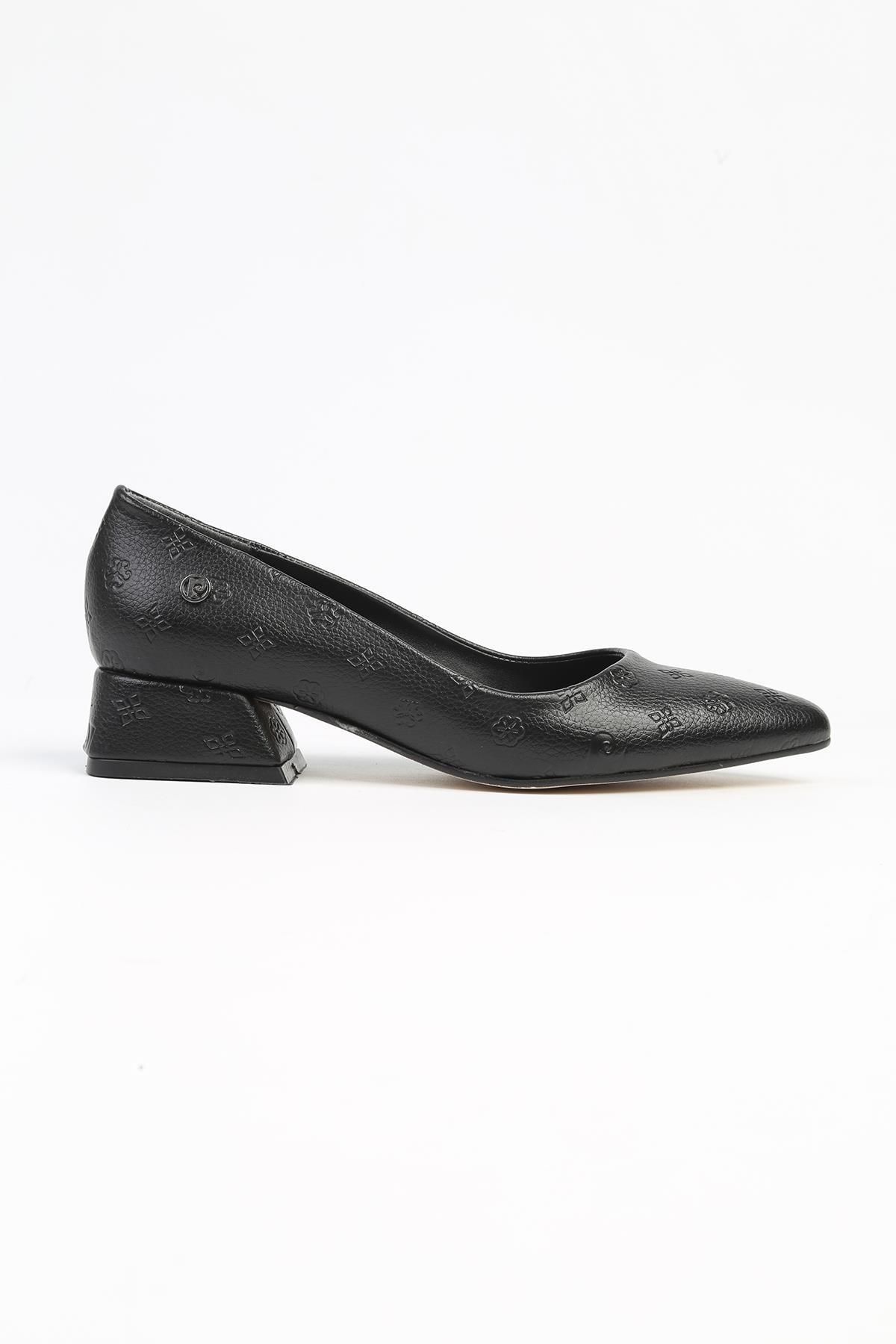 Pierre Cardin ® | PC-52565 - 3478 Siyah Baskılı - Kadın Topuklu Ayakkabı