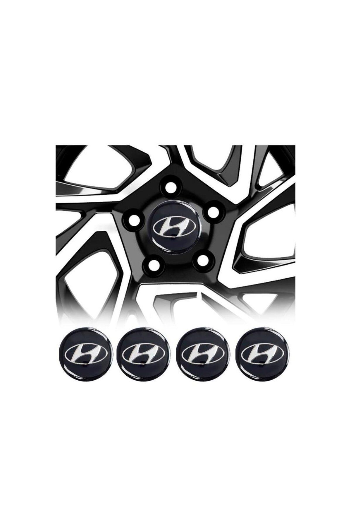 C9 Hyundai Jant Göbeği Göbek Arması Sticker 4'lü Set