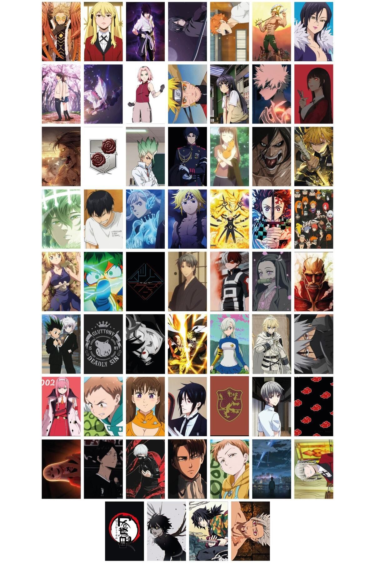 AKILLICA Anime Duvar Posteri Seti Anime Poster Kolaj Seti - 60 Adet - 10cm X 15cm