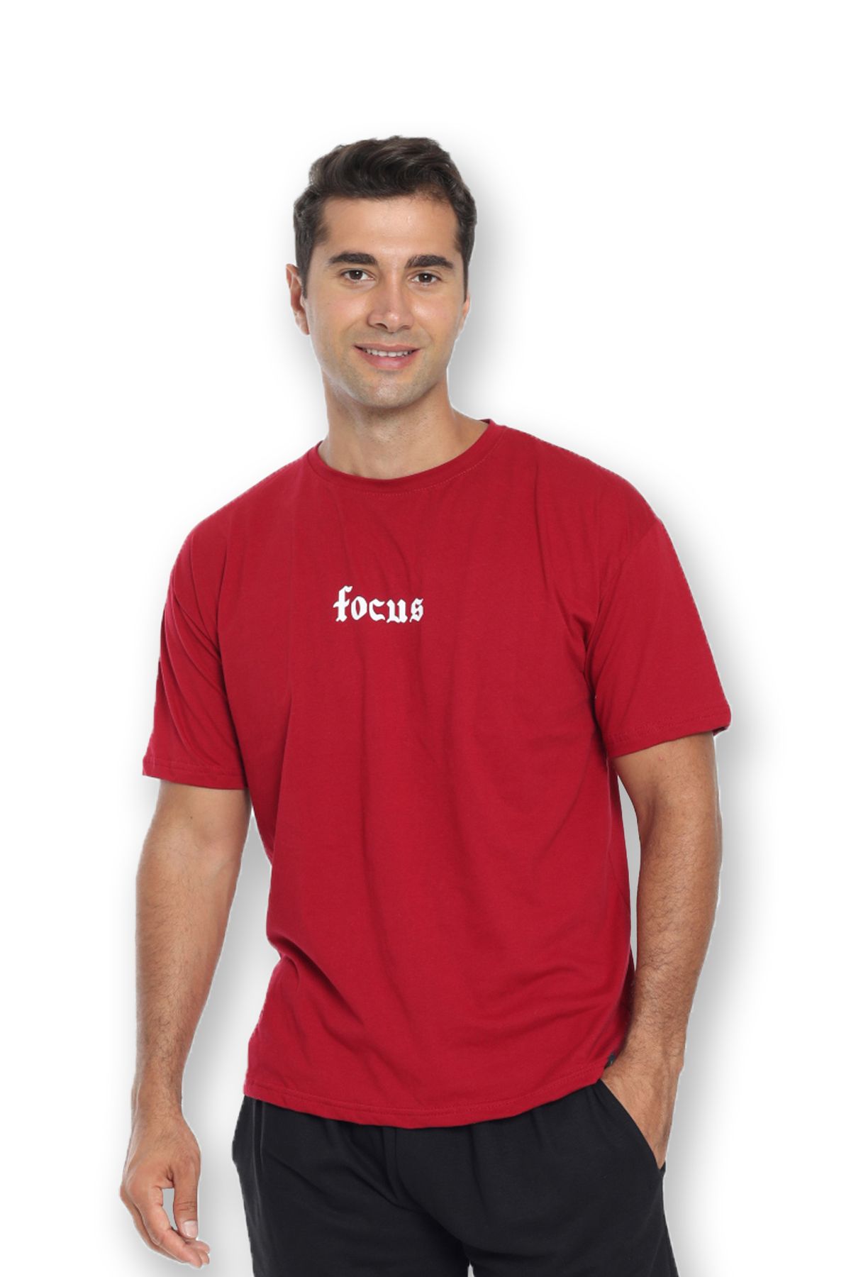 Ayans Pijama Focus Oversize Bordo T-shirt