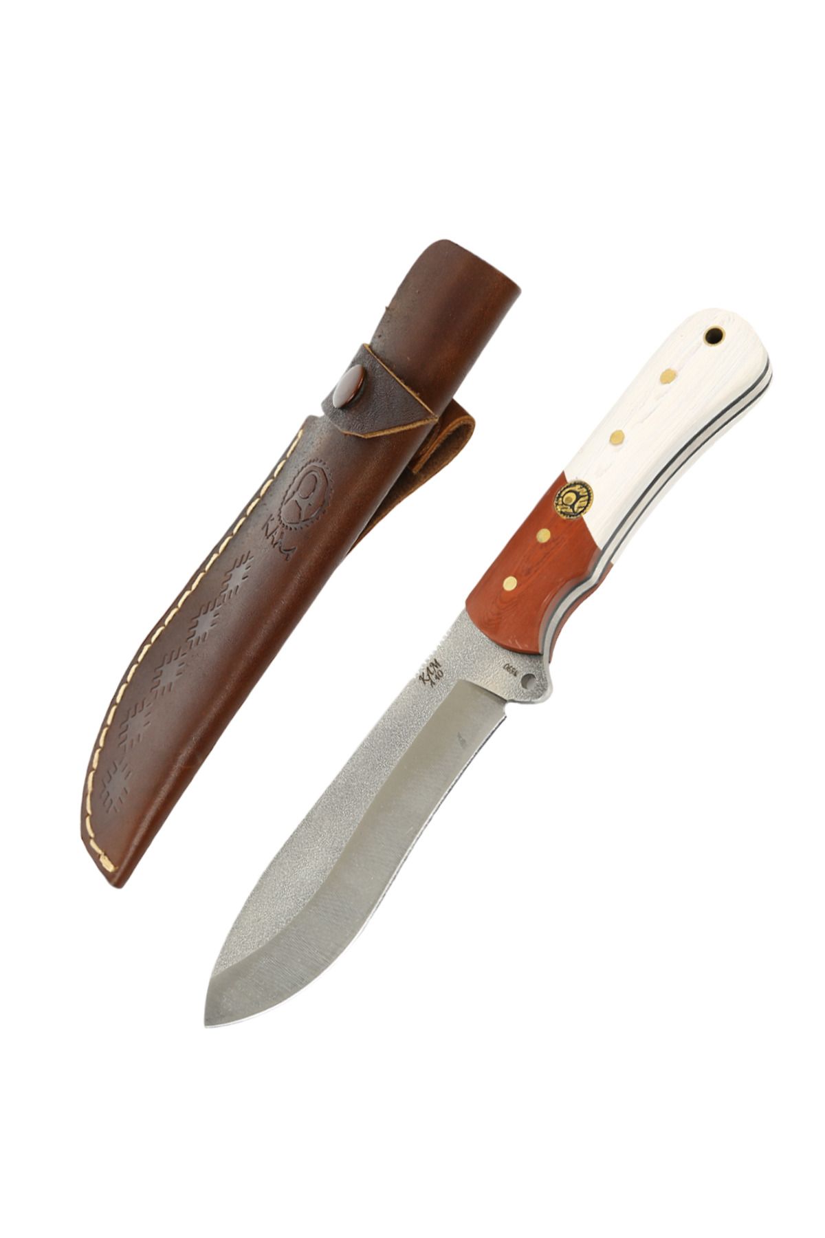 KAM KNIFE El Yapımı Kılıflı Fonksiyonel Sabit Bıçak-böhler N690 - A40 N690 Kızıl Beyaz