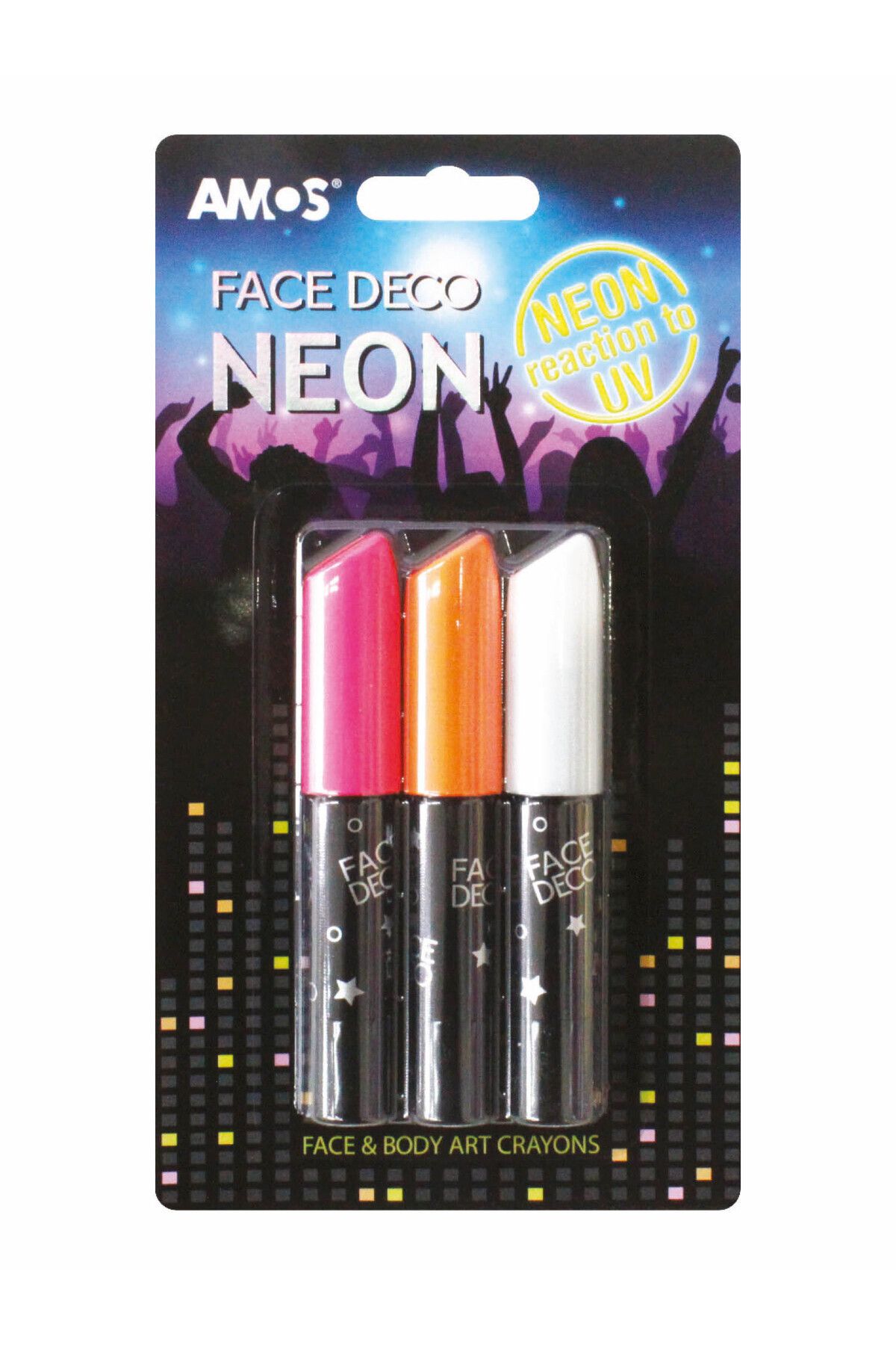 Amos Neon Gece Parlayan Yüz Boyası - 3lü Set