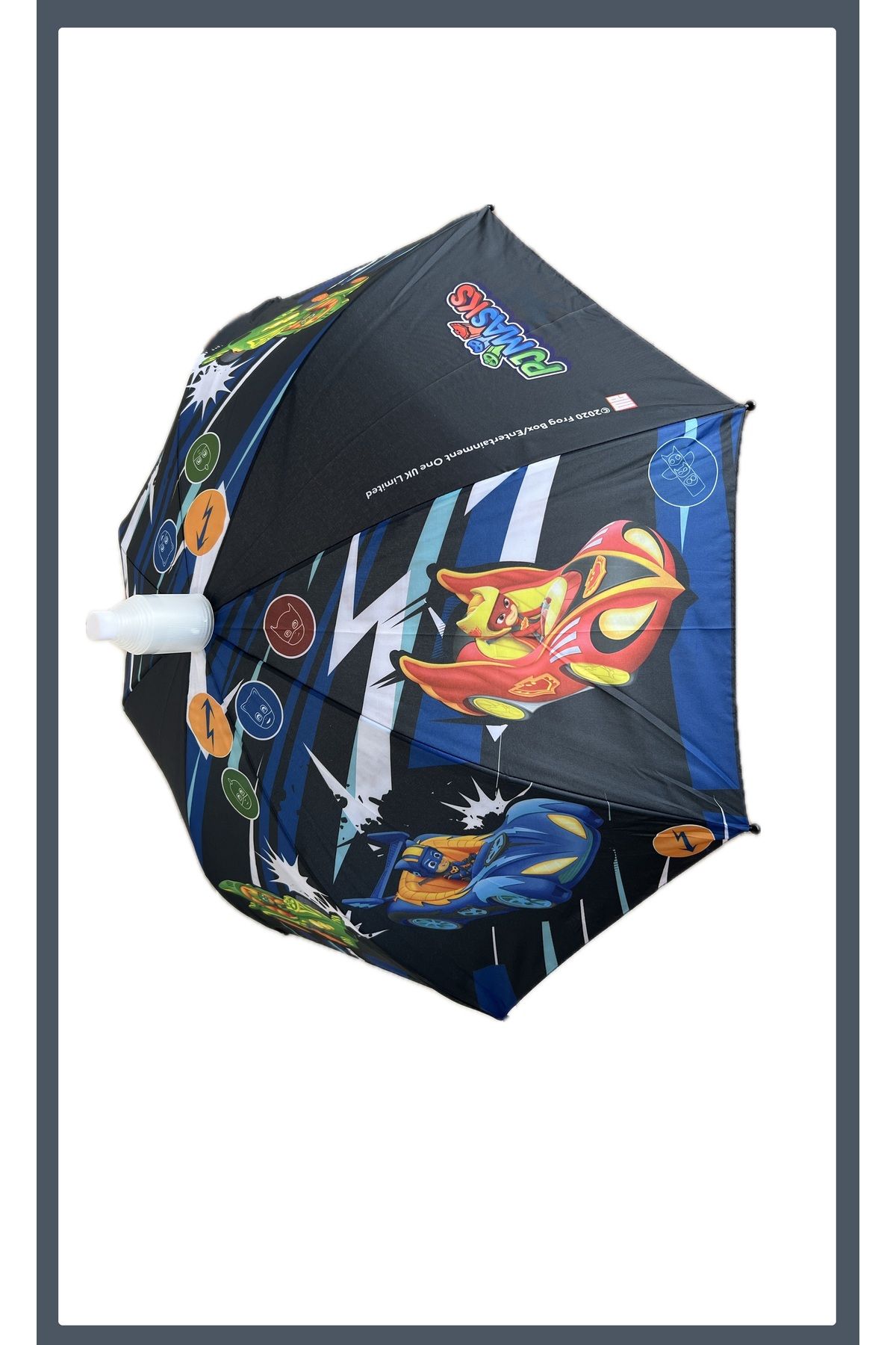EZMK EV GEREÇLERİ Pvc Kılıflı Lisanslı Orijinal Pj Mask Çocuk Şemsiyesi, Düdüklü