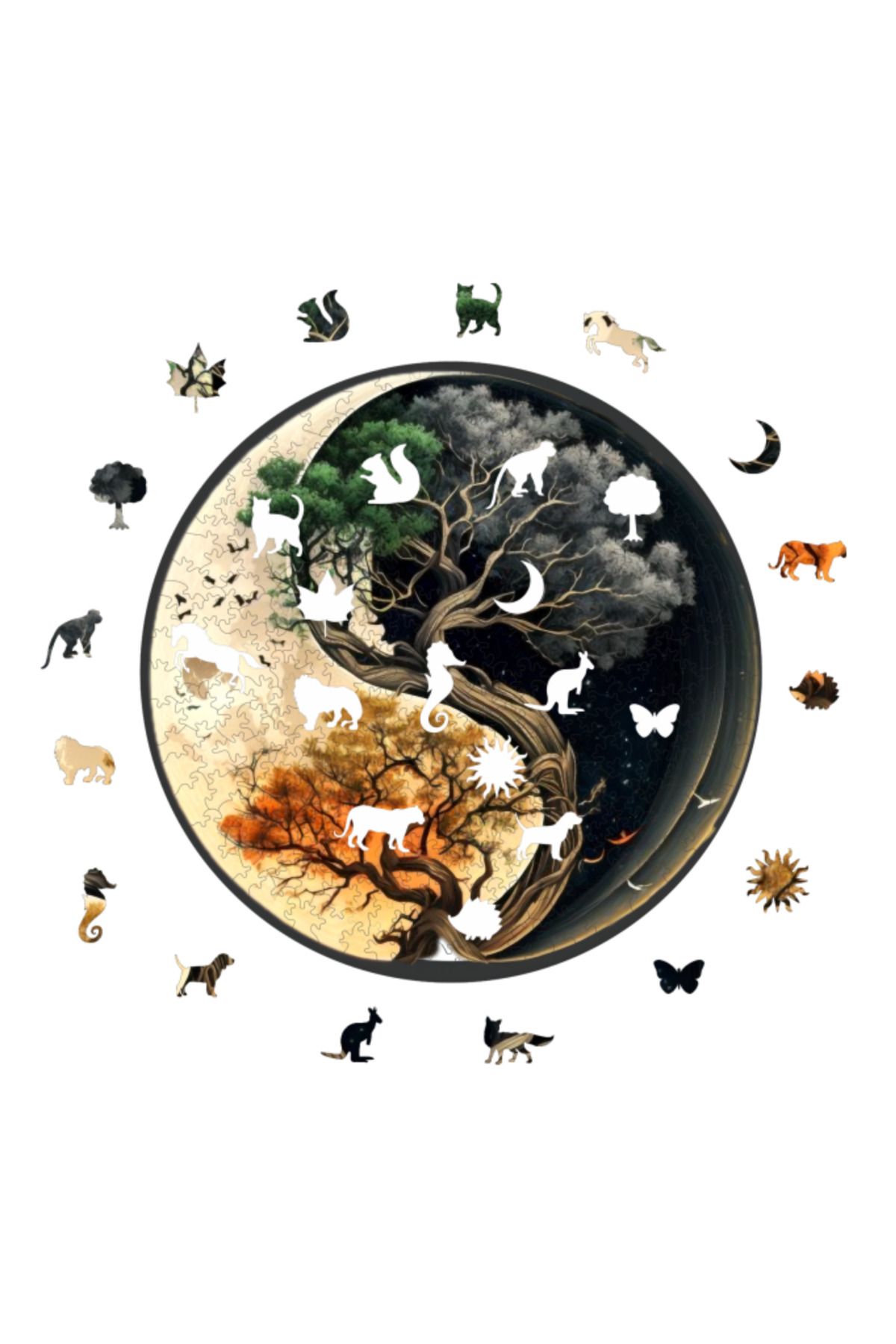 WoodSpan Yin Yang - Özel Figürlü Ahşap Yapboz - Konsept Tasarım Puzzle
