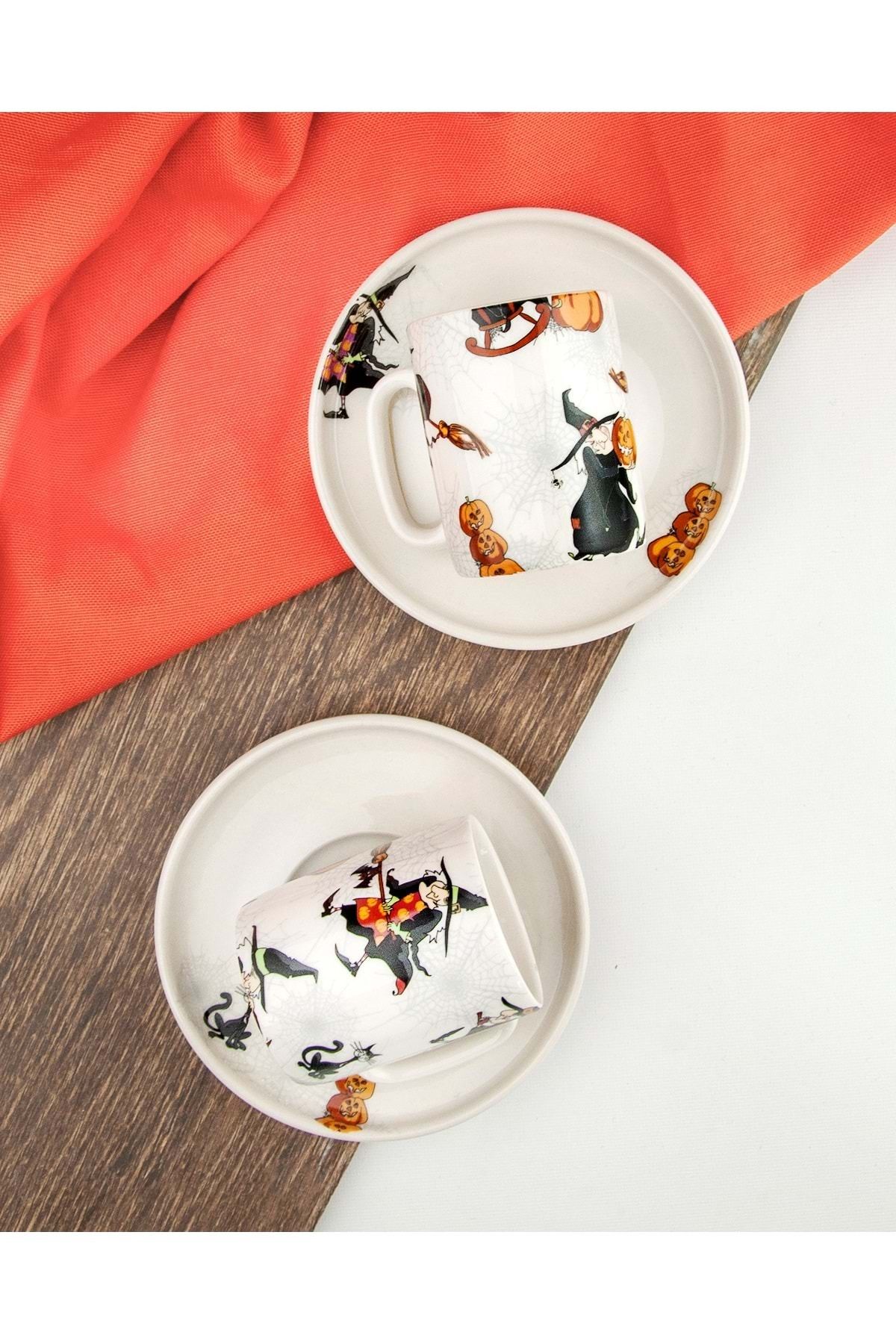 Bursa Porselen Dekor Halloween iki kişilik kahve fincan takımı