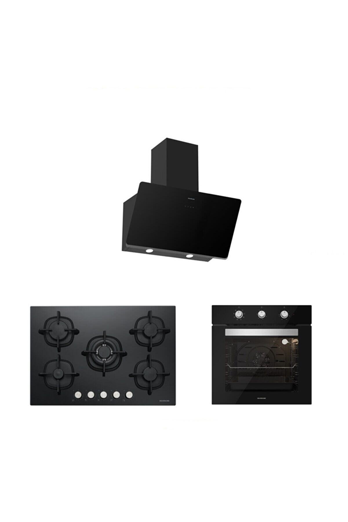 Siyah Cam Ankastre Set (3457 Soho 60 Siyah49cs5426b0149bo6503b01)