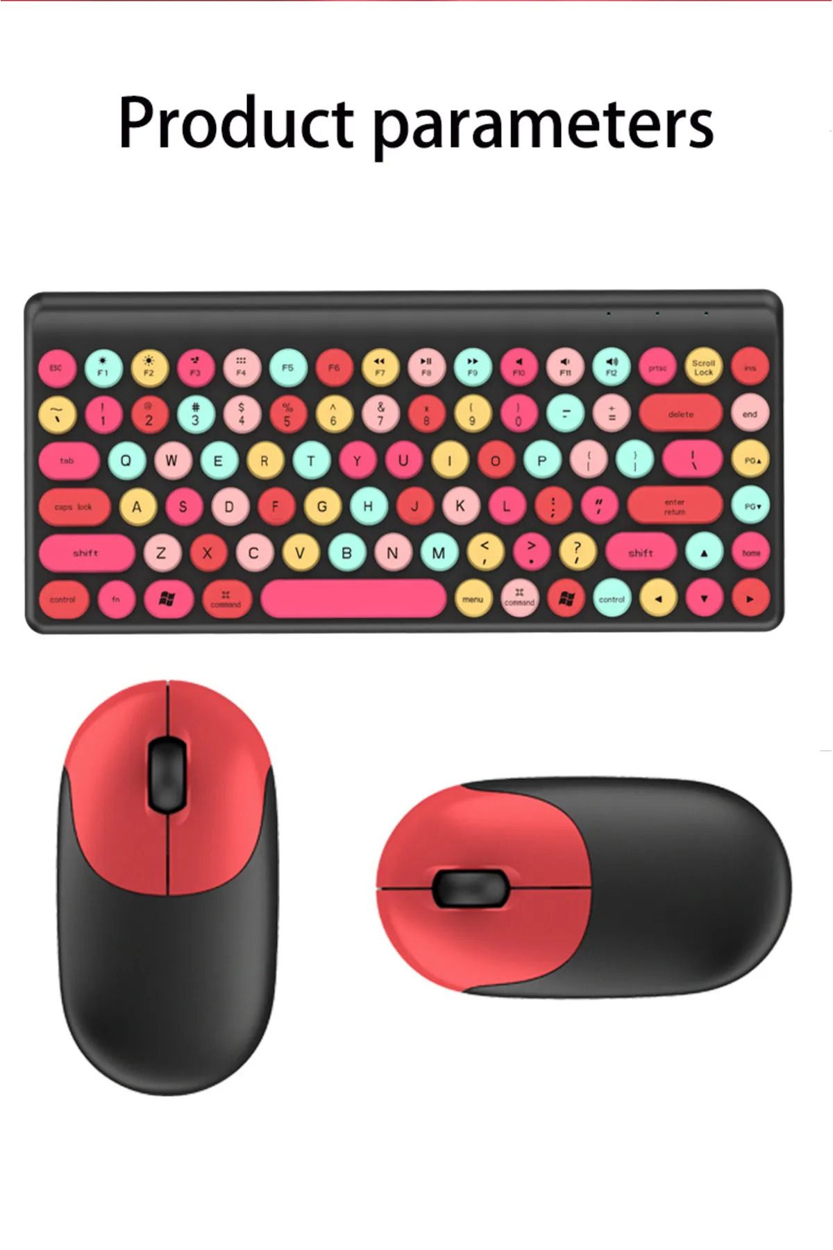 Genel Markalar Kablosuz Klavye Fare Seti 86 Tuş Renkli Görünümlü Multimedya Düğmeli Retro Klavye 2.4G