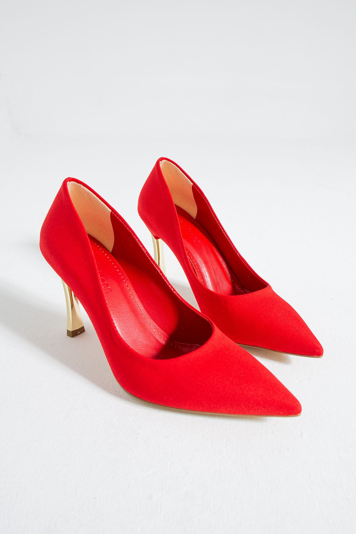 Güllü Shoes Kadın Topuklu Ayakkabı - Yüksek Topuklu Stiletto Rahat Şık Ve Ince Iş Ayakkabısı Kırmızı Renk 9 Cm