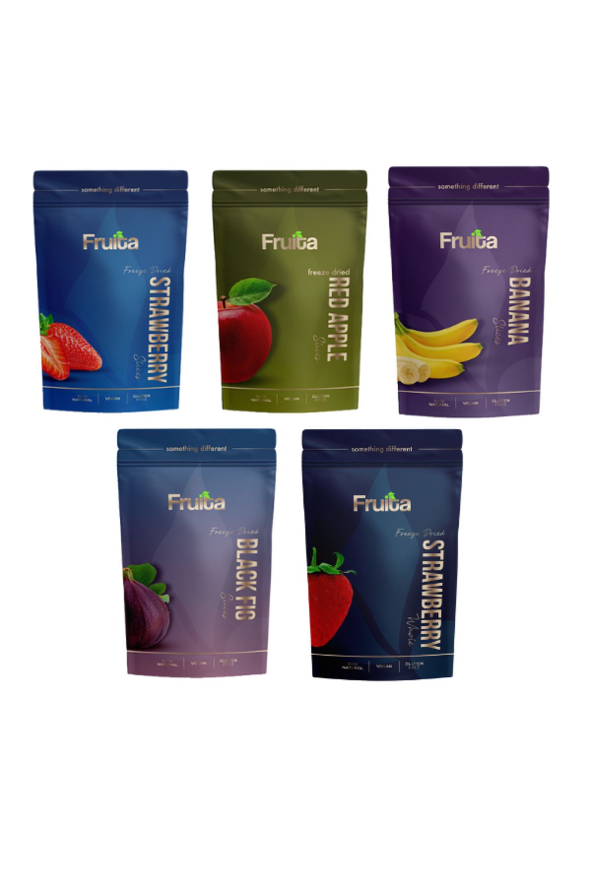 Fruita Freeze Dried 5'li Tanışma Paketi - Dilim Elma-Dilim İncir-Dilim Çilek-Bütün Çilek-Dilim Muz