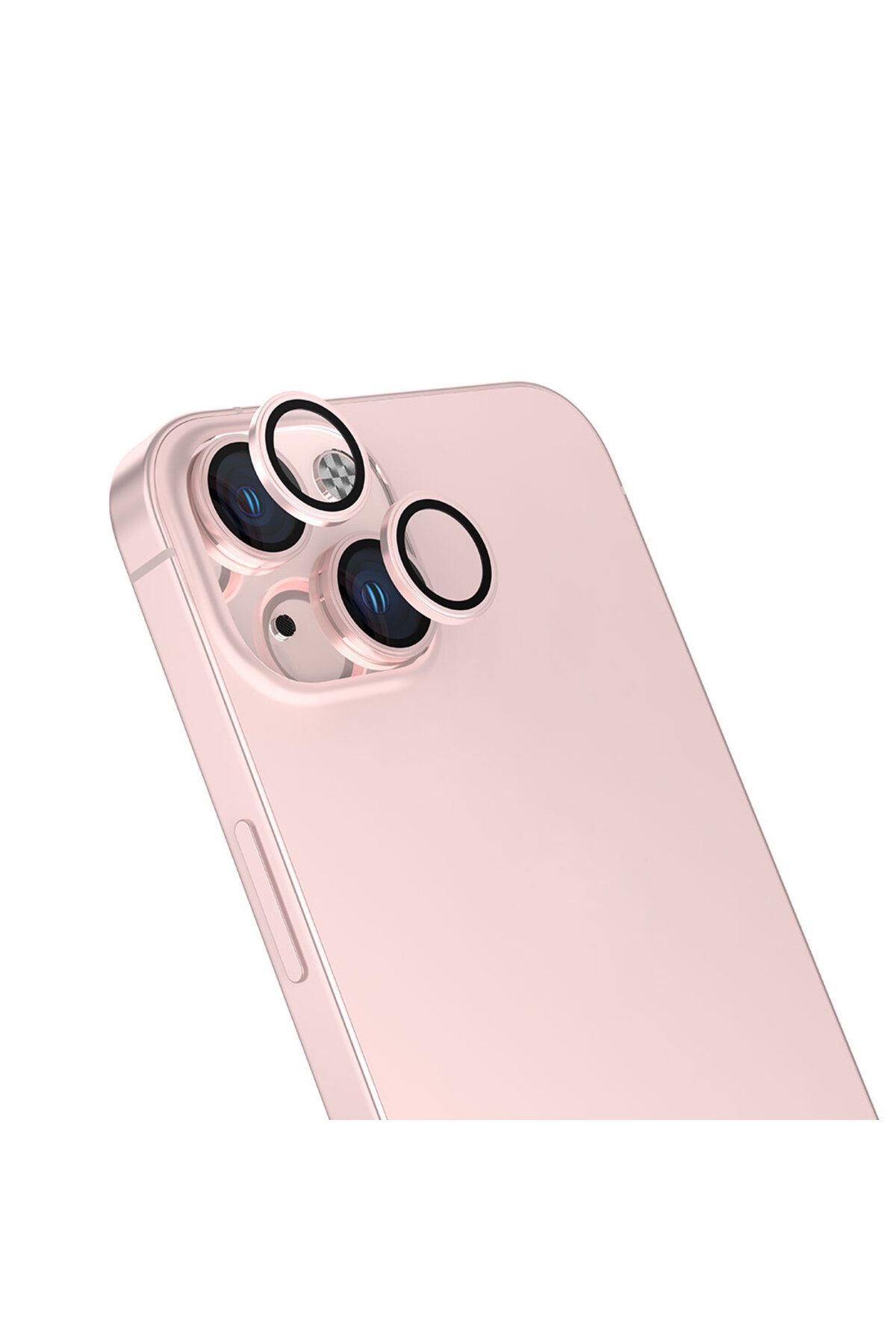 Gpack Apple iPhone 15 Kamera Koruyucu Safir Cam Metal A Kalite İnce Slim CL13 Pembe