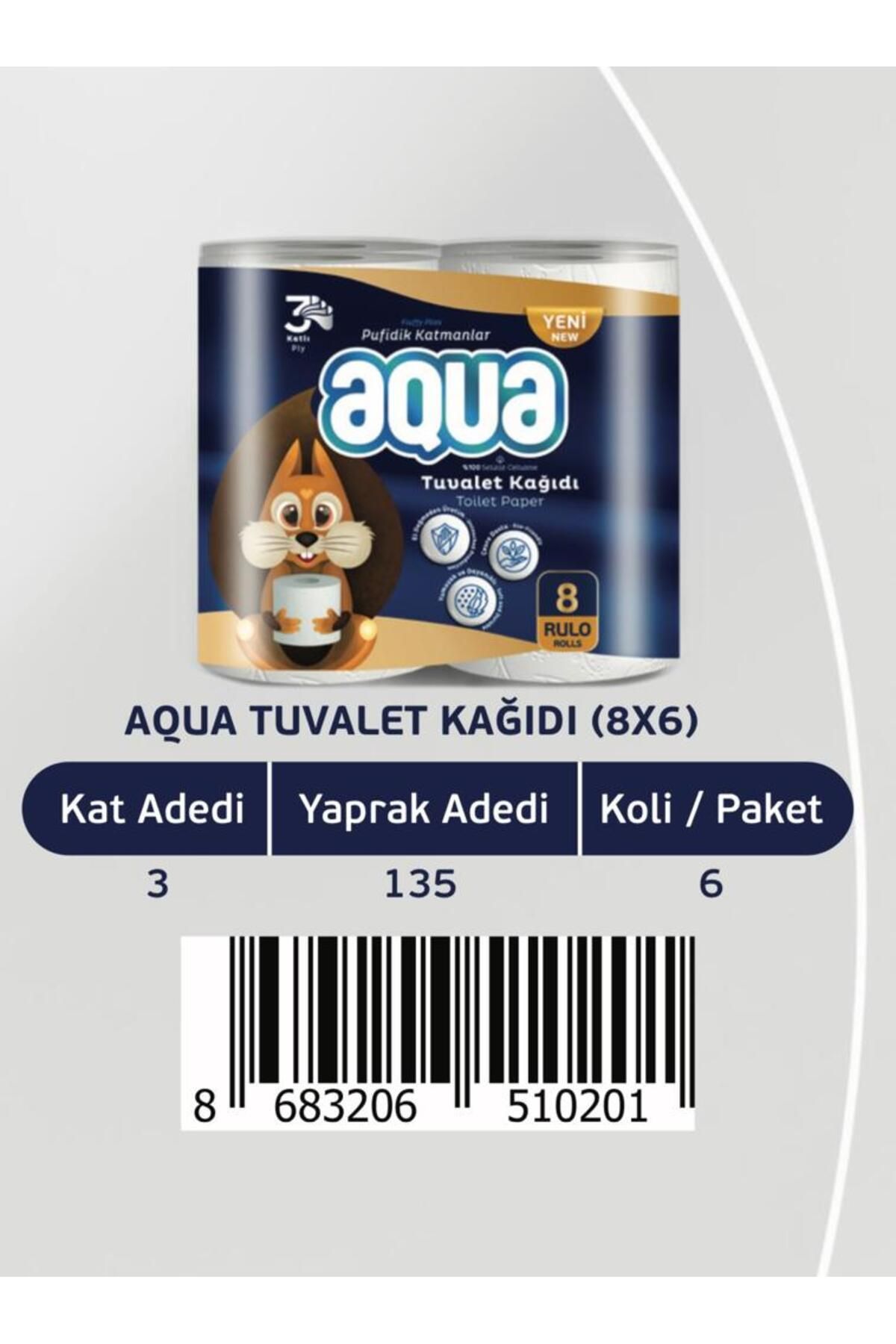 Aqua Tuvalet Kağıdı 8'li 3 Katlı