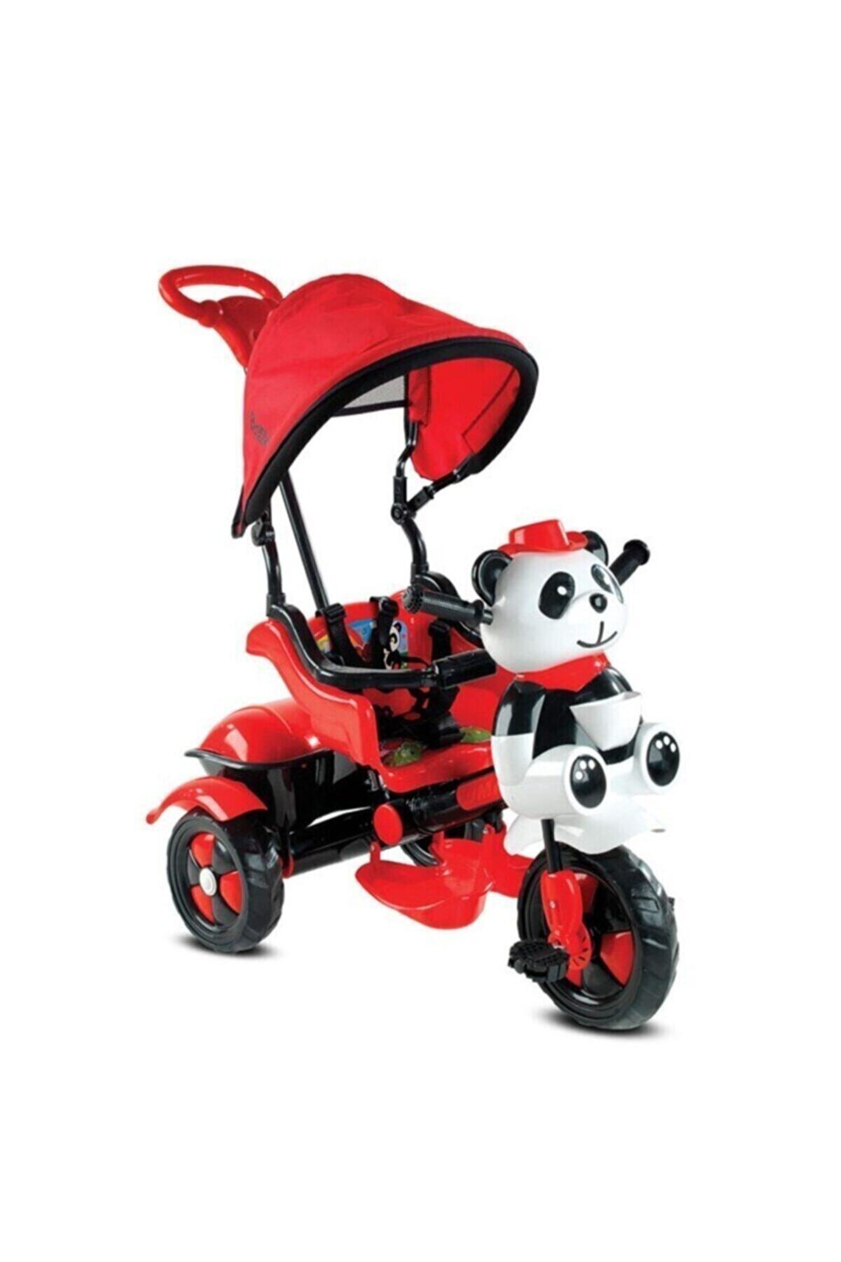 Babyhope 127 Little Panda Ebeveyn Kontrollü Tenteli Müzikli Tricycle Üç Teker Bisiklet -kırmızı/siyah