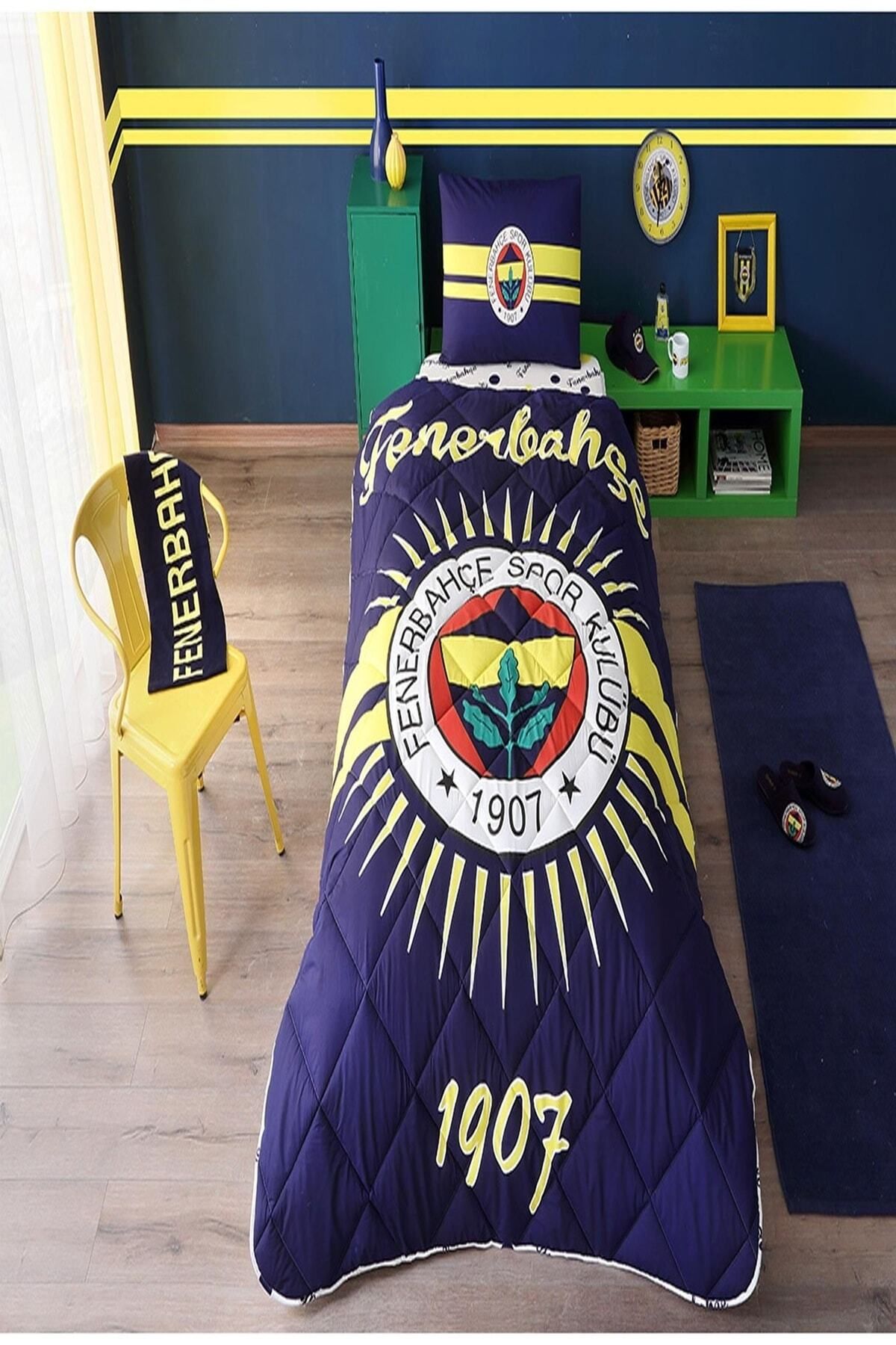 Taç Lacivert Fenerbahçe Lisanslı Tek Kişilik Yorgan Seti