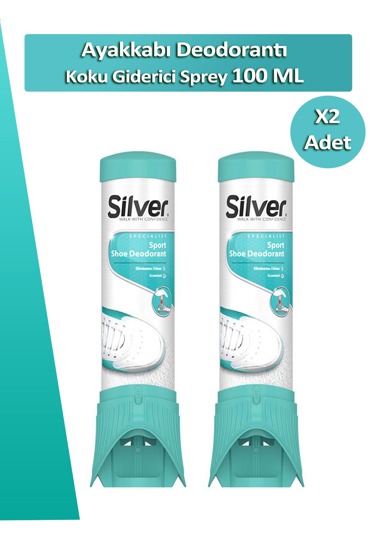 Silver 2 Adet Fresh-up Ayakkabı Deodorantı Koku Giderici Önleyici Sprey 100 ml Ayakkabı Çekeceği