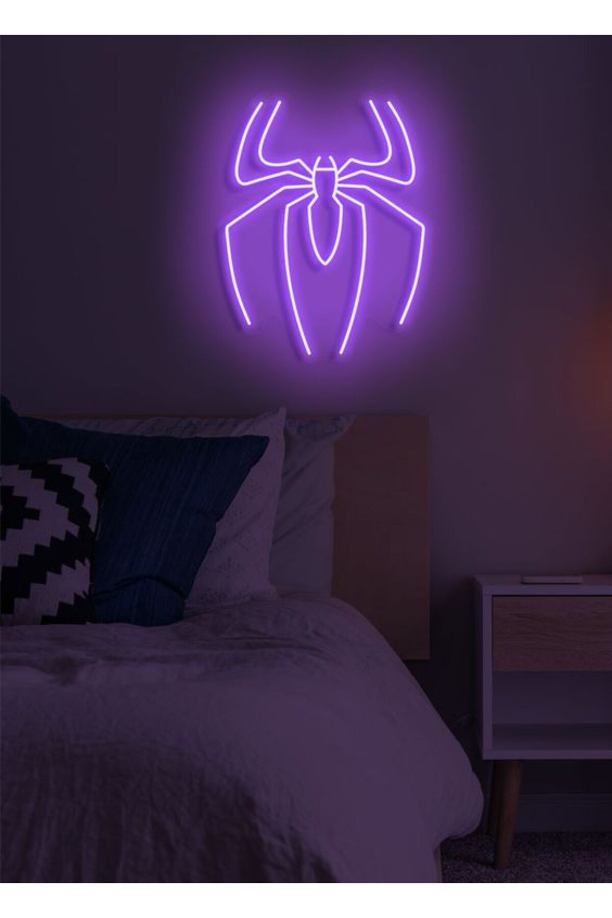 Neon örümcek adam logo neon led duvar aydınlatması