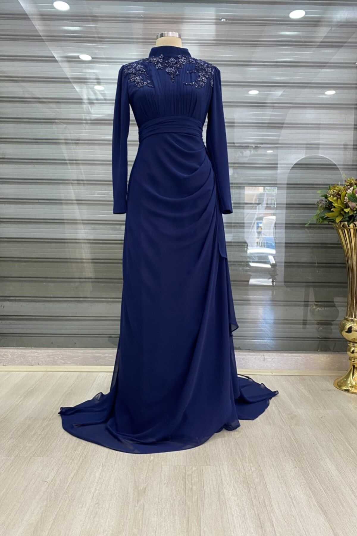 Siesta Dantel İşlemeli Kuşaklı Şifon Elbise