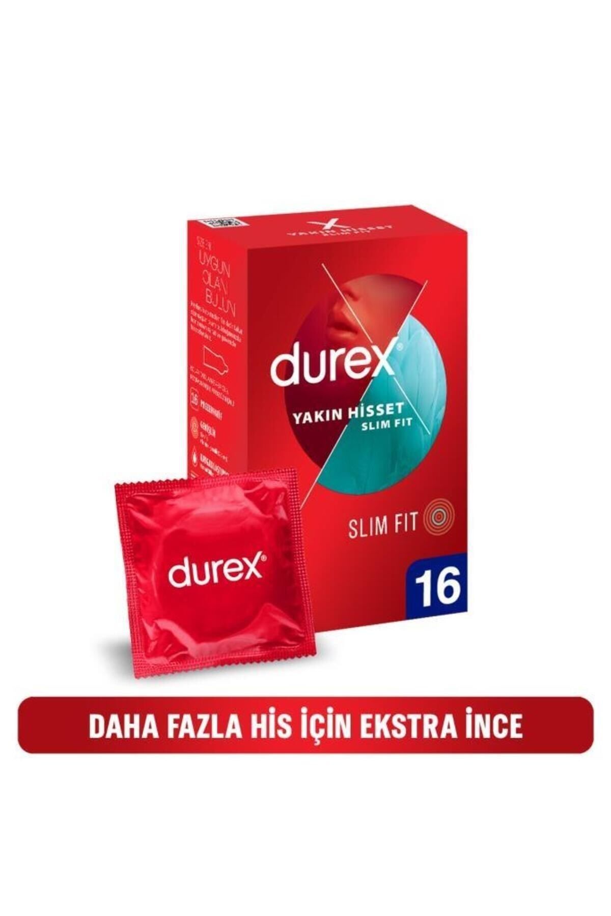 Durex Yakın Hisset Slim Fit, Ince 16'lı Prezervatif