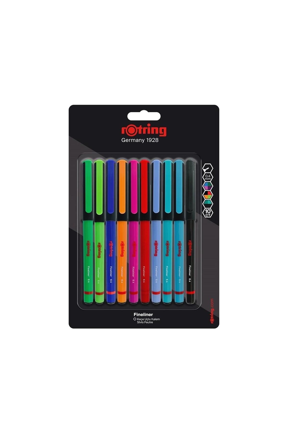 Rotring Liner Fineliner Karışık Renk Keçe Uçlu Kalem 10 Renk