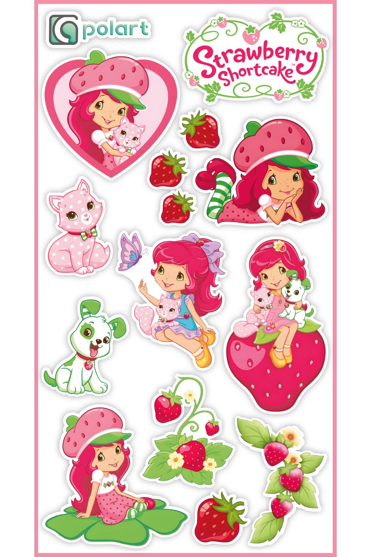 Polart Stationary Strawberry Shortcake Sticker Seti-Çilek kız 14'lü