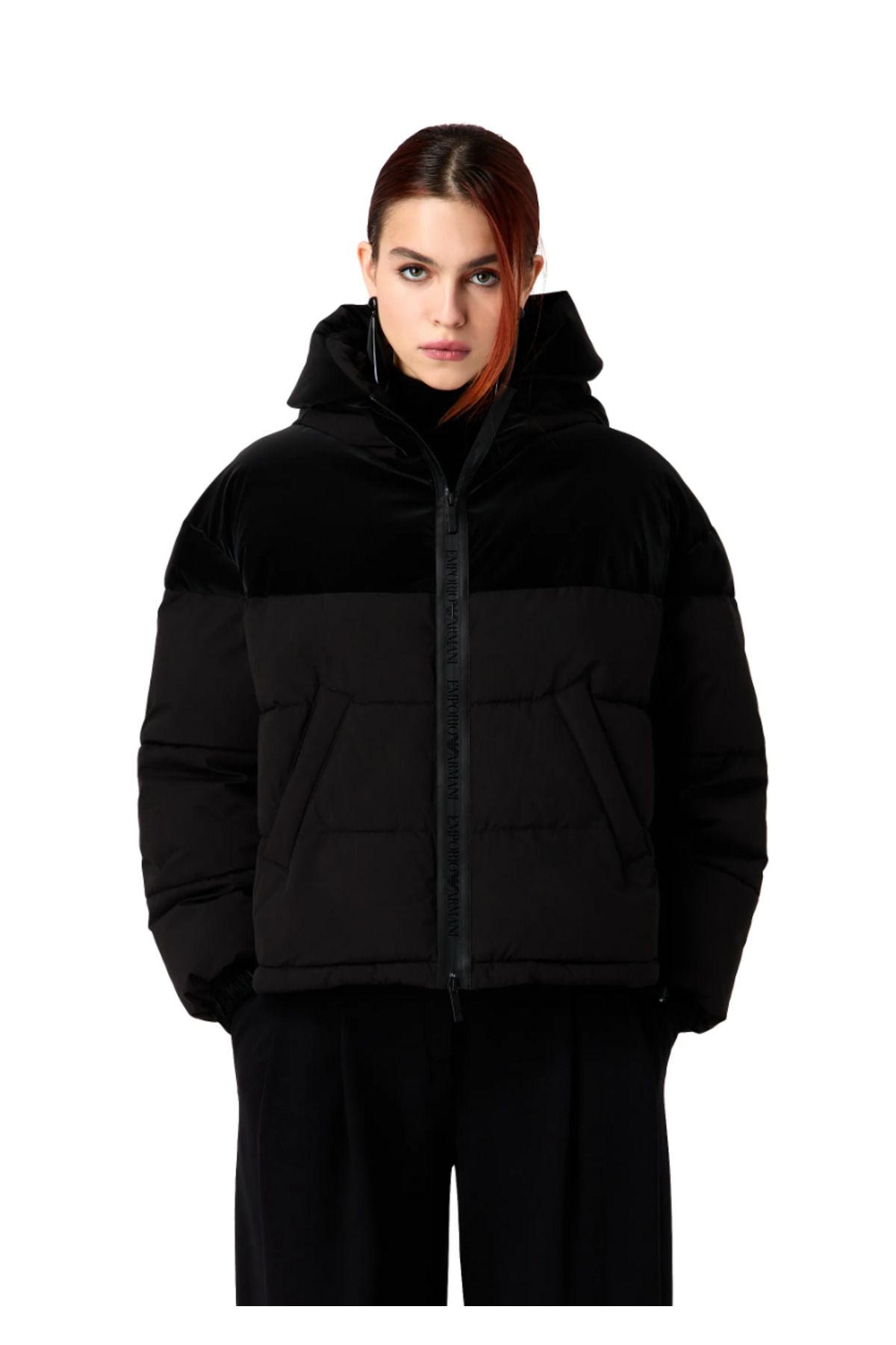 Emporio Armani Windproof Jacket With Hood and Logo Zip