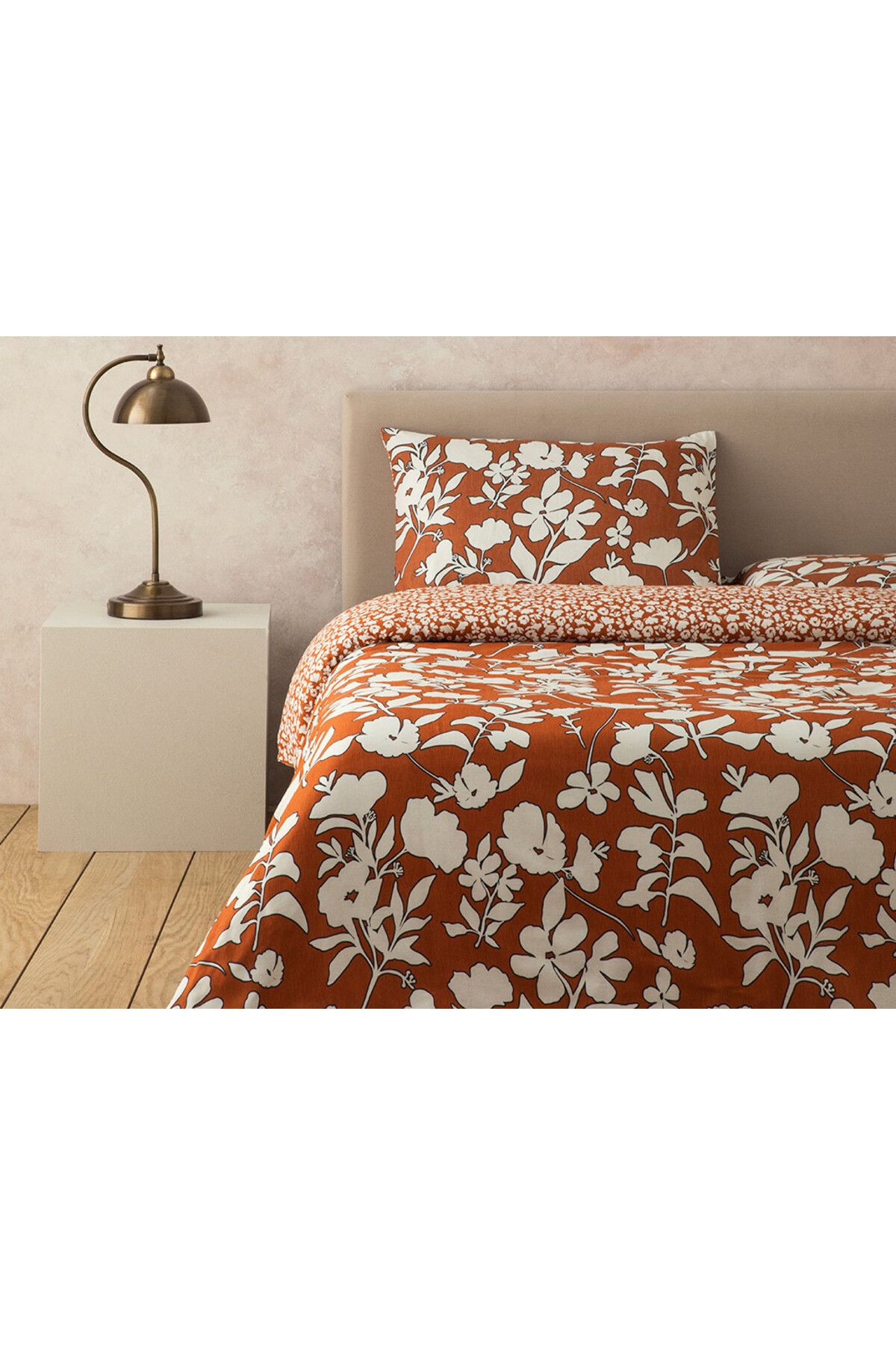 English Home Grandiflora Dijital Baskılı Soft Cotton Tek Kişilik Nevresim Seti 160x220 Cm Terracotta