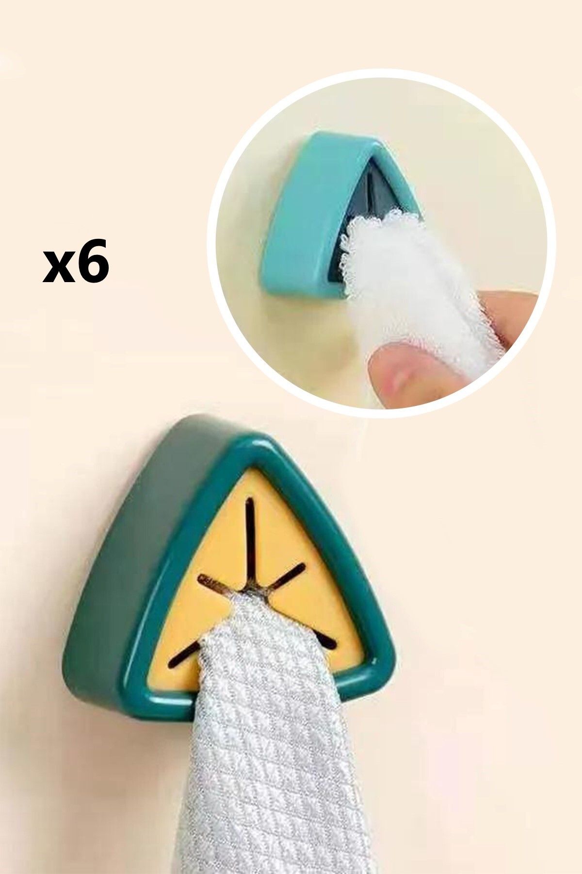 Xolo Havlu ve Bez Tutucu 6 Adet Banyo Mutfak Havlu Bez Askısı (Cloth Holder) XLS503