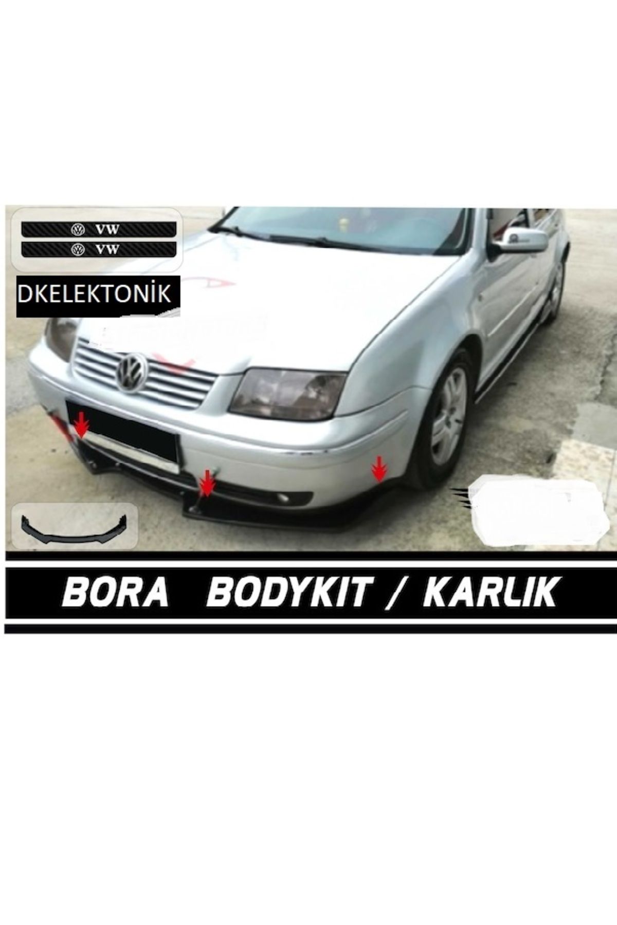 DKELEKTRONİK Volkswagen Bora Uyumlu Ön Tampon Eki Body Kit Karlık Lip Siyah