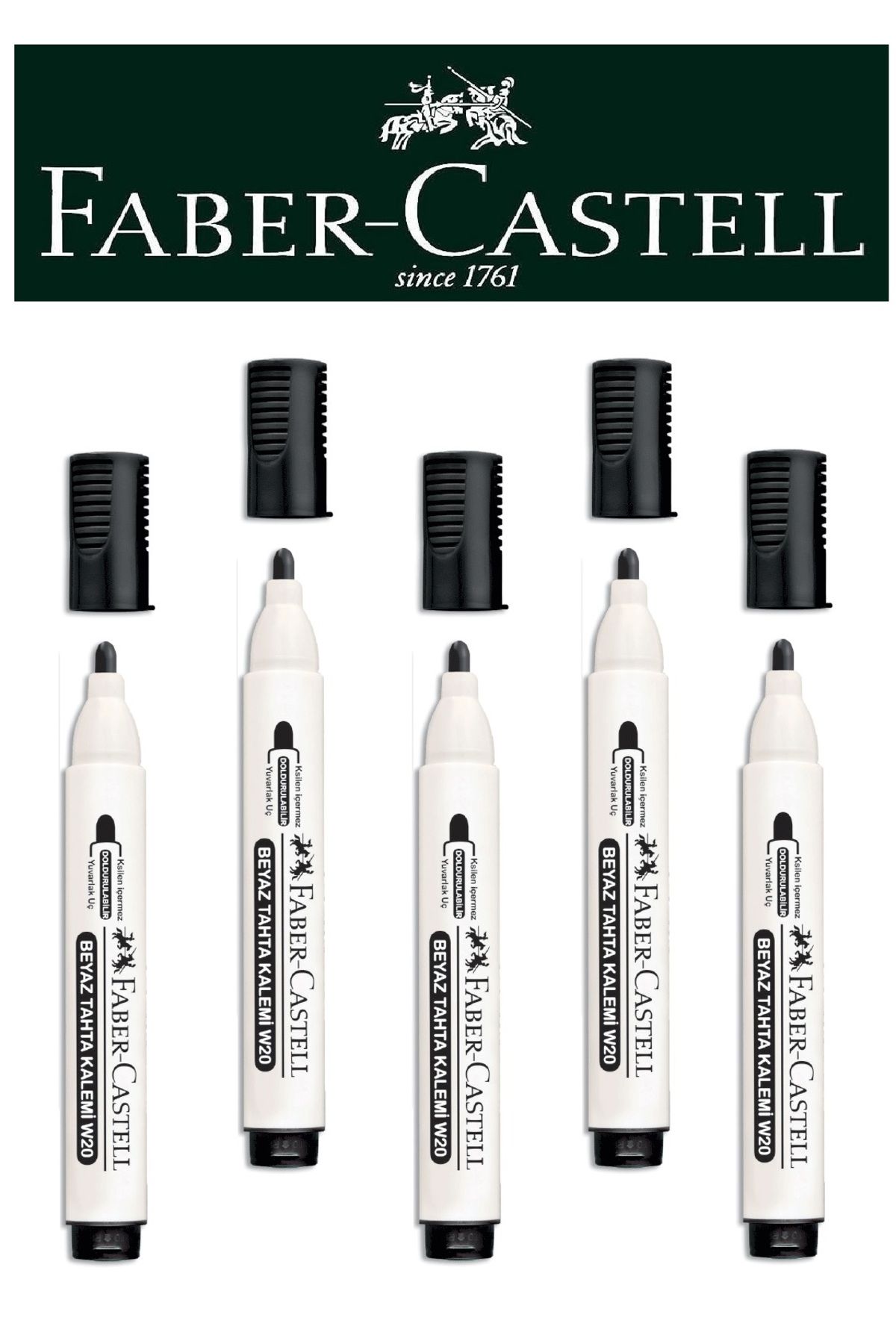 Faber Castell Doldurulabilir Beyaz Tahta Kalemi 5'li Siyah