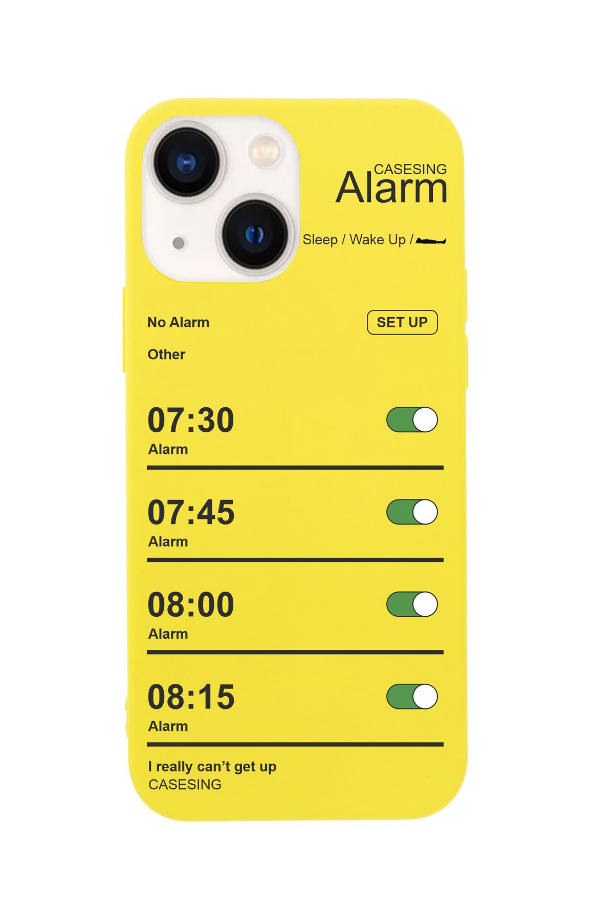 casesing Iphone 13 Mini Sarı Lansman Alarm Tasarımlı İçi Süet Kaplı Kılıf