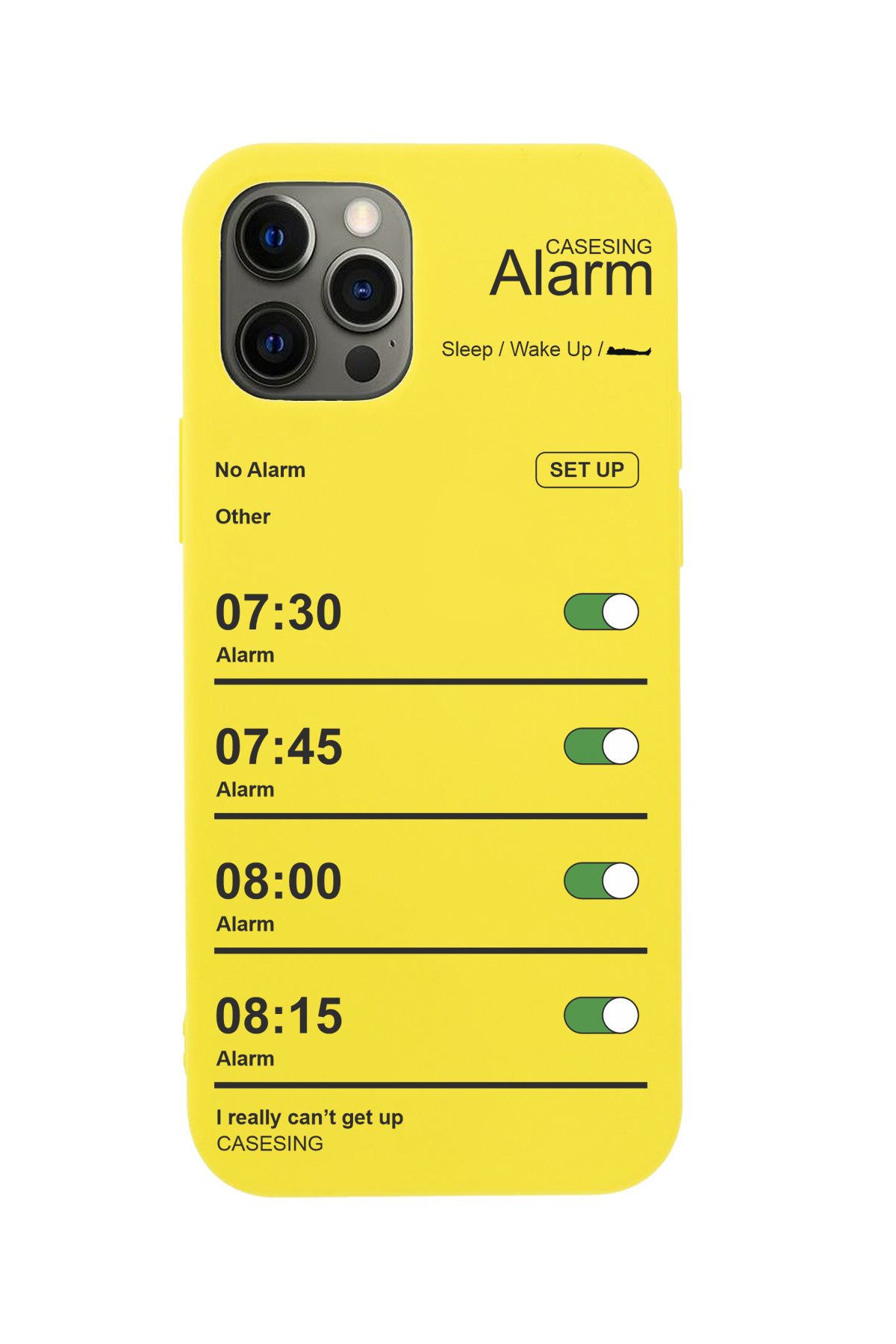 casesing Iphone 12 Pro Max Sarı Lansman Alarm Tasarımlı İçi Süet Kaplı Kılıf