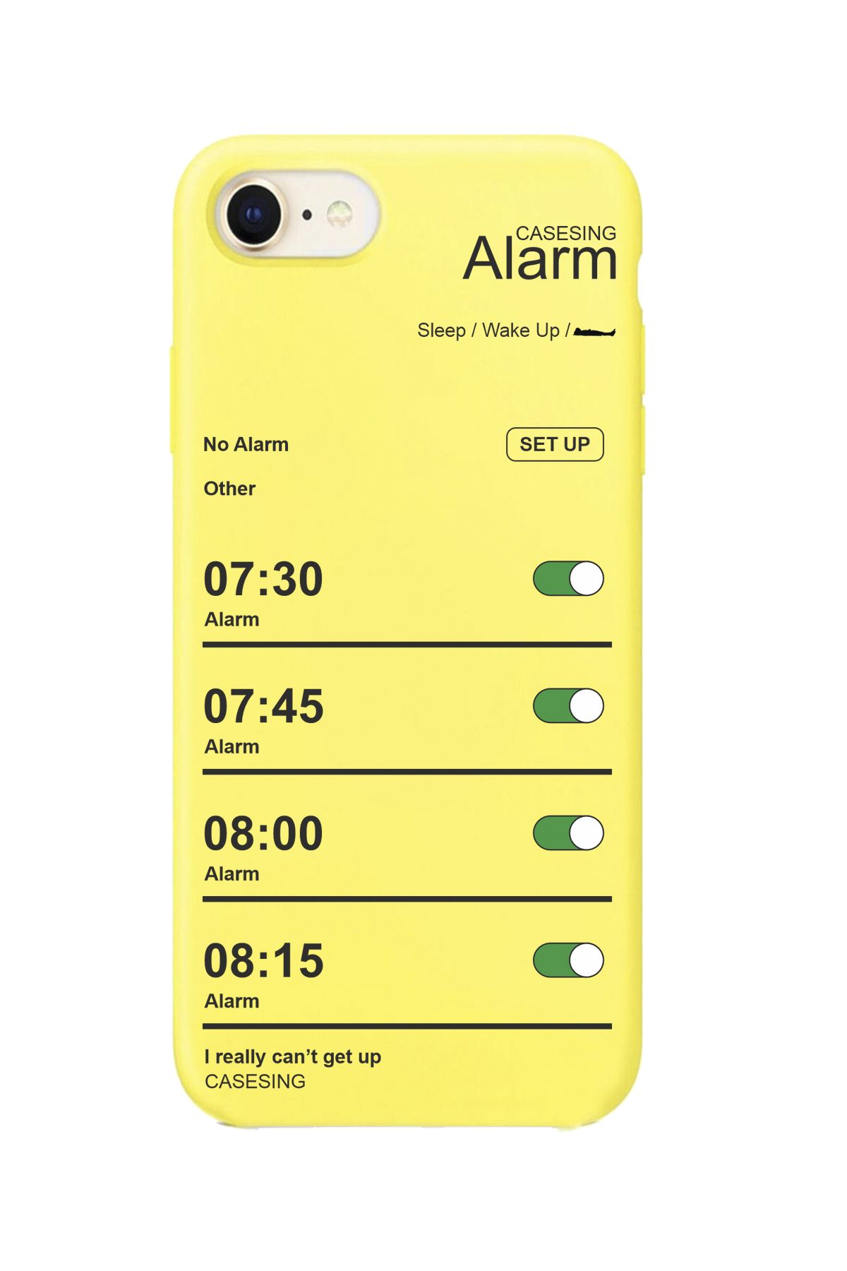 casesing Iphone SE 2020 Sarı Lansman Alarm Tasarımlı İçi Süet Kaplı Kılıf