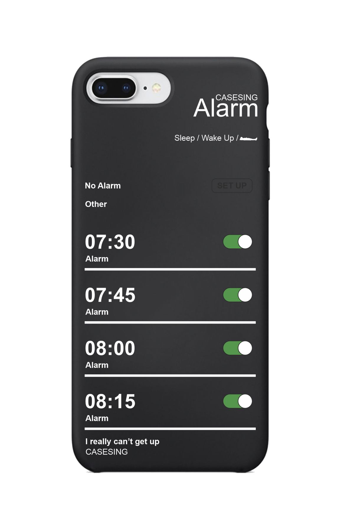 casesing Iphone 7 Plus Siyah Lansman Alarm Tasarımlı İçi Süet Kaplı Kılıf