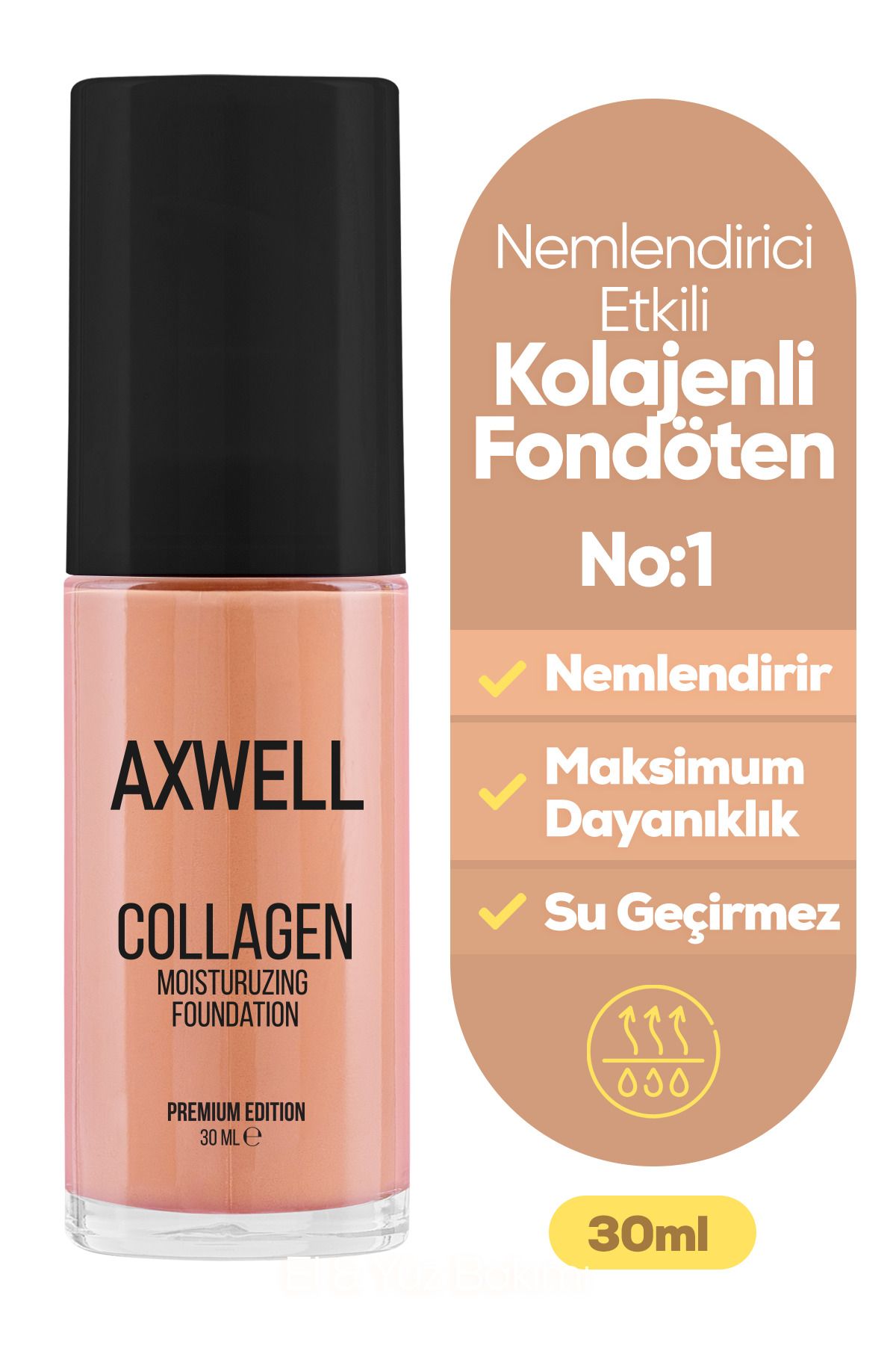 AXWELL Premıum Edıtıon Collagen Foundatıon ( Kolajenli Fondöten ) Nemlendirici Etki 30 ml Lıght ( Aç