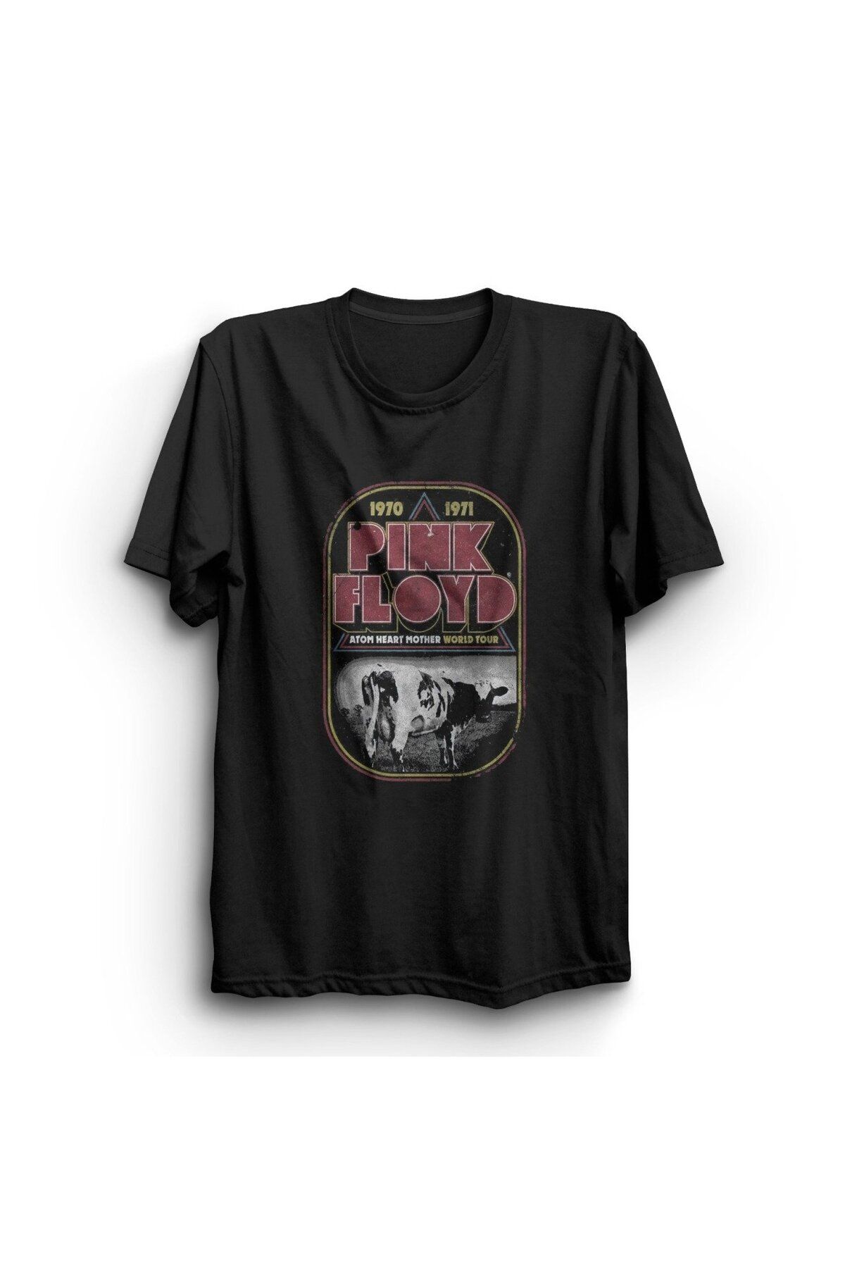 fame-stoned Unisex Siyah Pink Floyd Baskılı Kısa Kol  T-Shirt