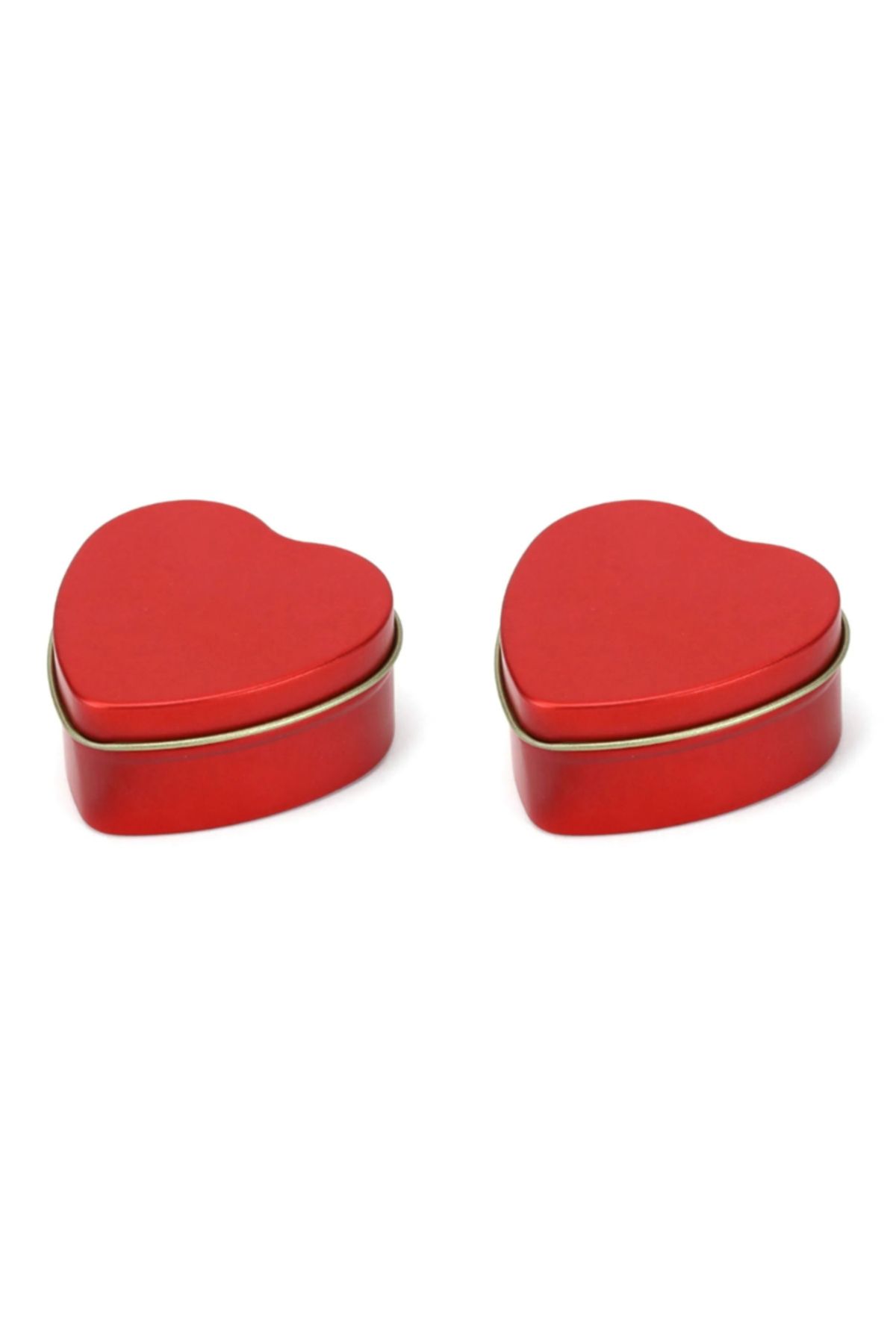 Beauty Box 2 Adet Kırmızı Kalp Üstün Kalite Metal Mumluk Kutusu Saklama Kutusu 1.8oz 60*59*27mm